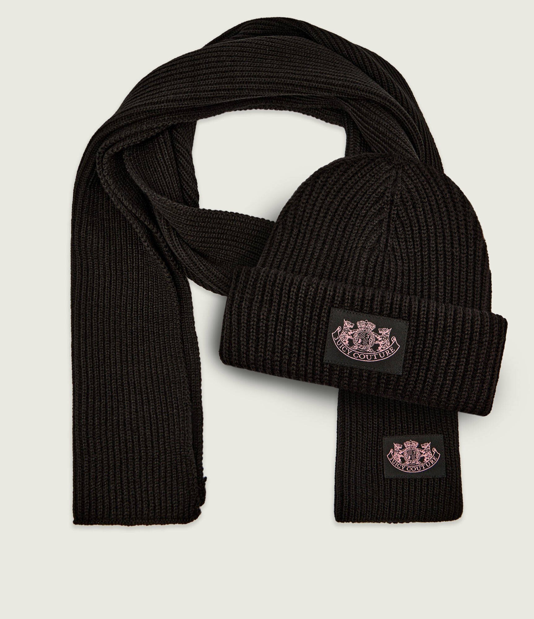 Juicy Couture Șal + căciulă CHEETAH CREST cu adaos de lână