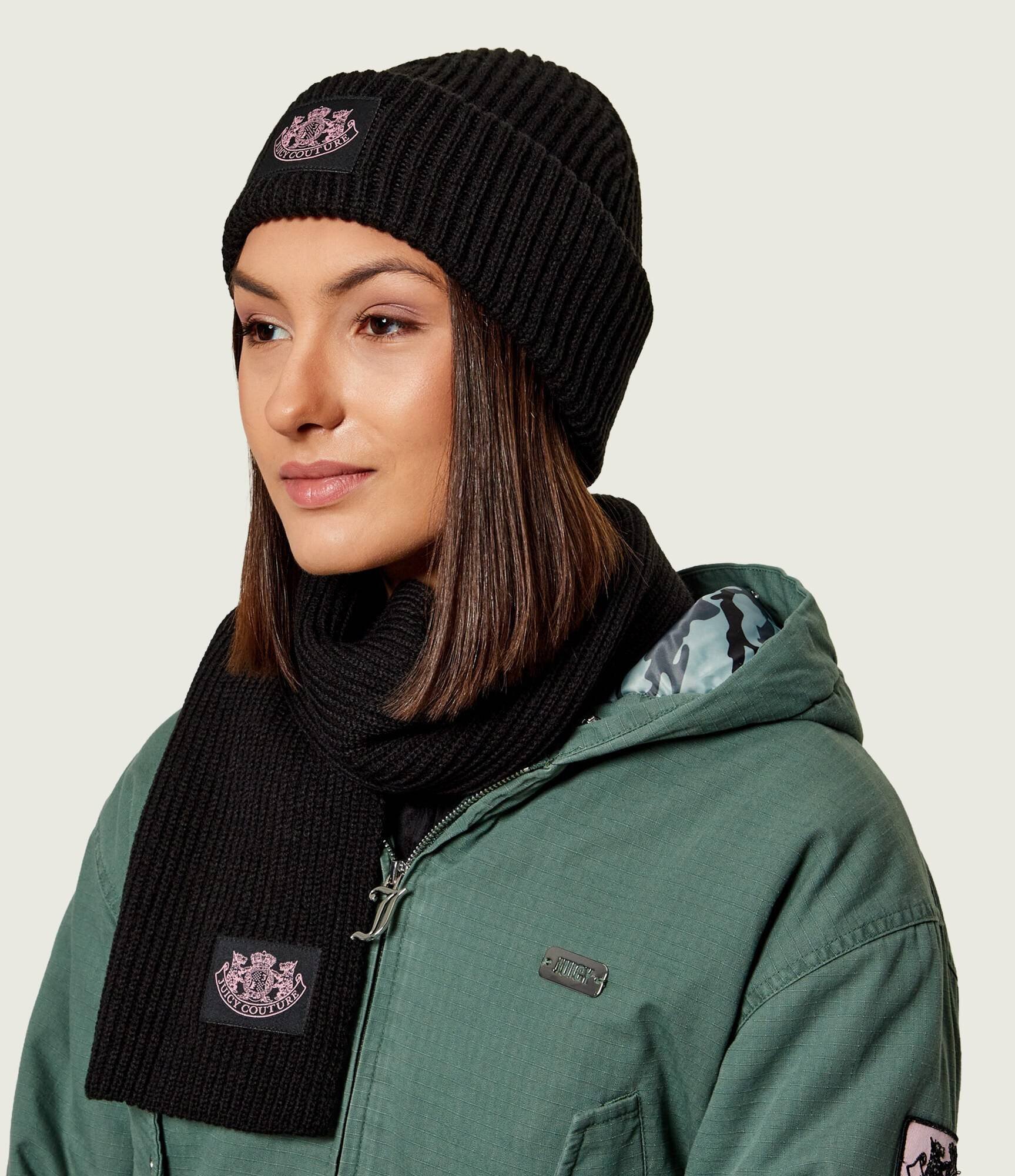 Juicy Couture Șal + căciulă CHEETAH CREST cu adaos de lână