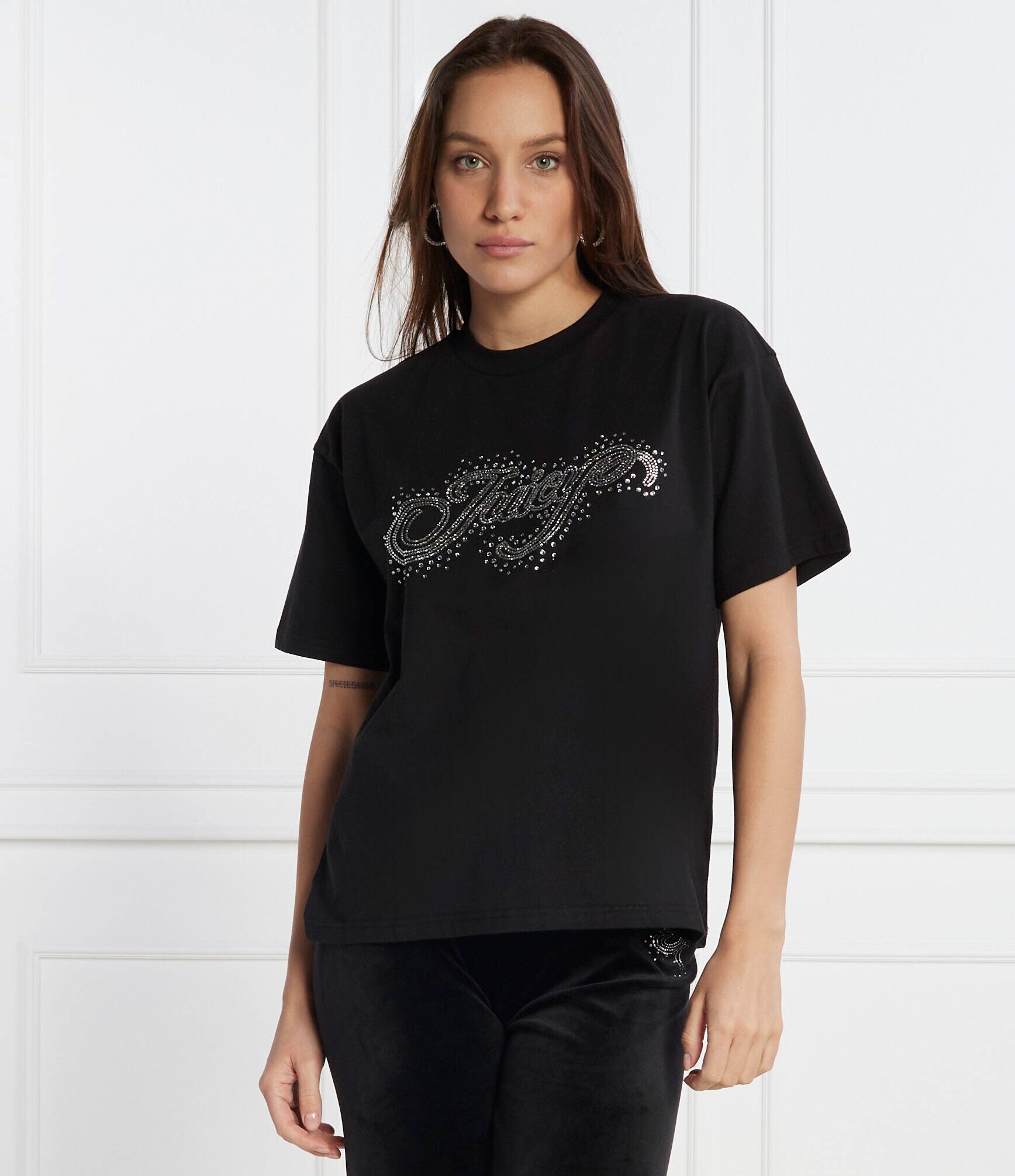 Juicy Couture Tricou BOYFRIEND SCATTER DIAMANTE | Classic fit