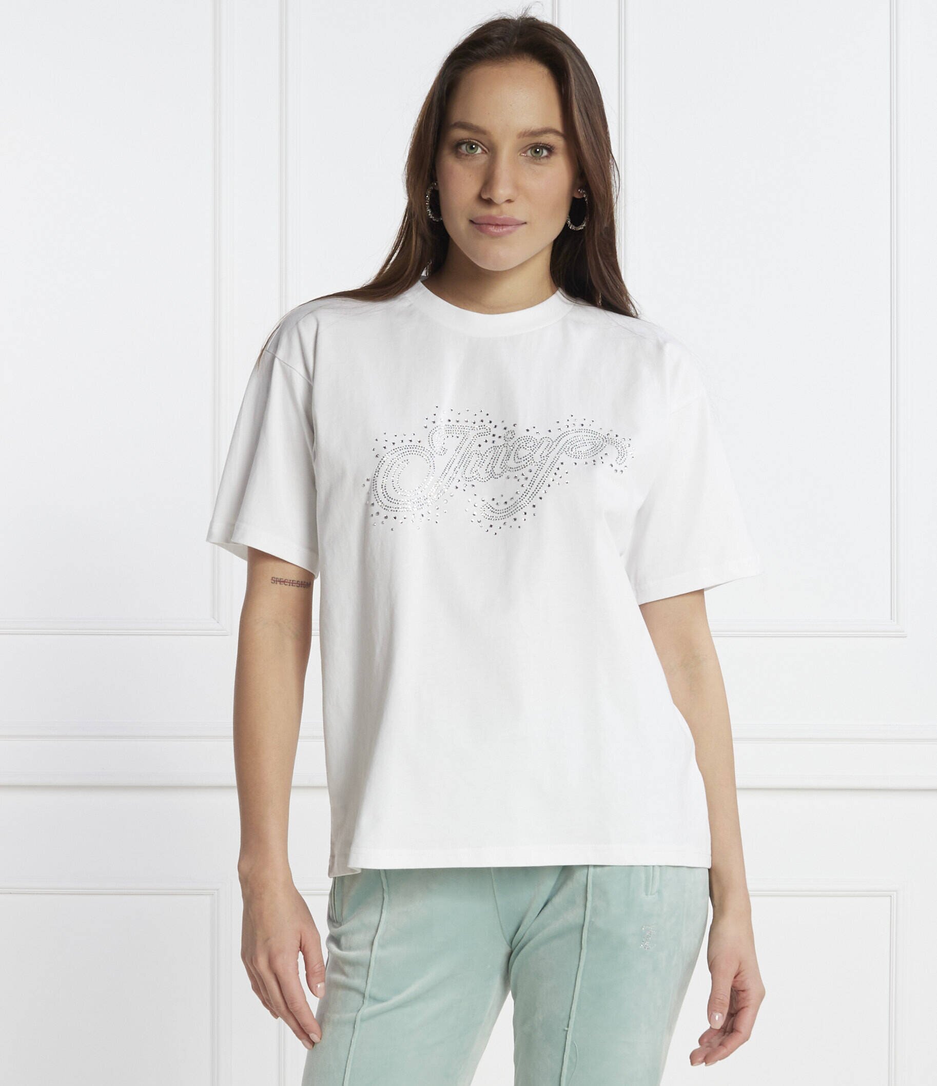 Juicy Couture Tricou BOYFRIEND SCATTER DIAMANTE | Classic fit