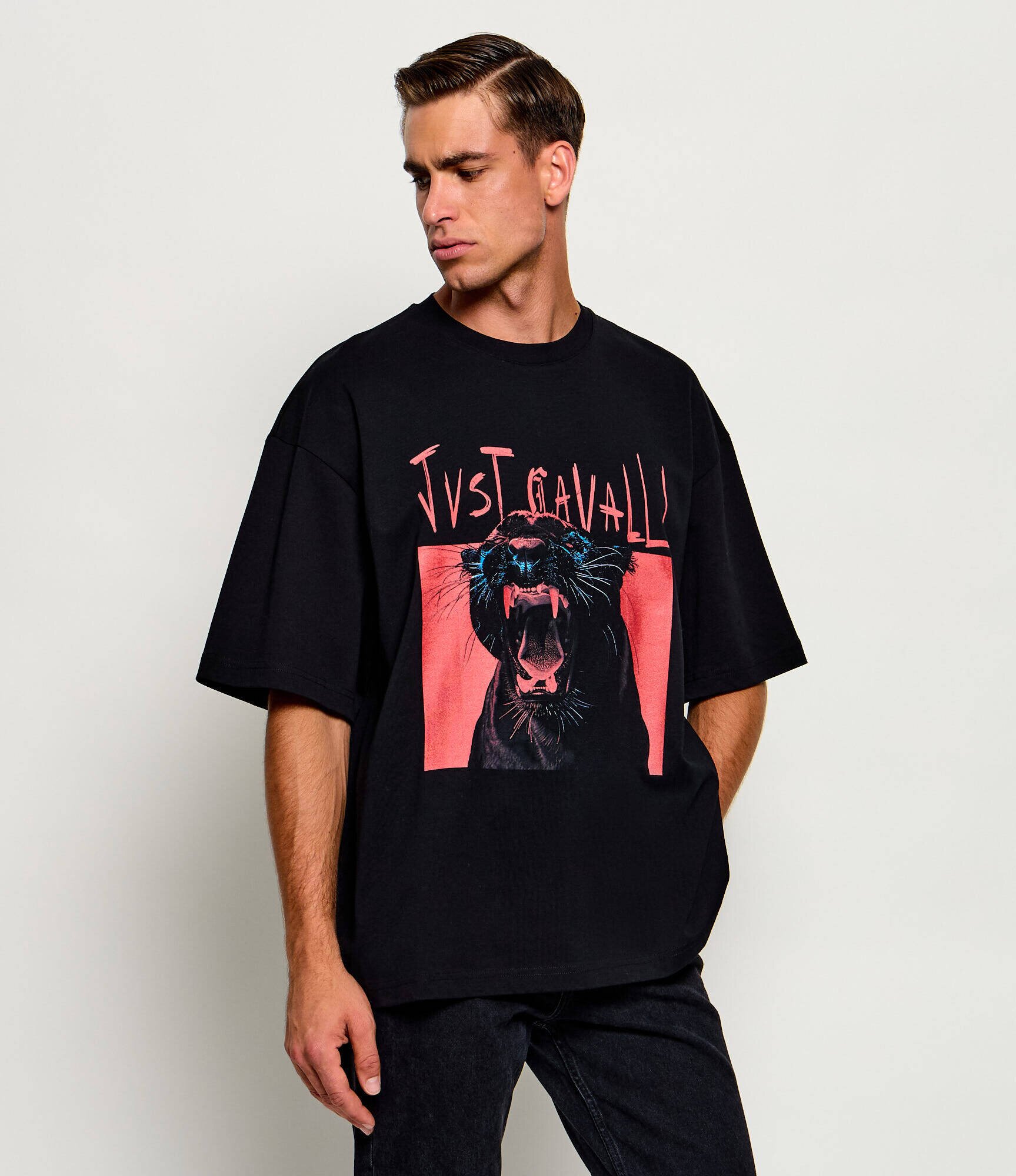 Just Cavalli Tricou Angry Panther | Loose fit