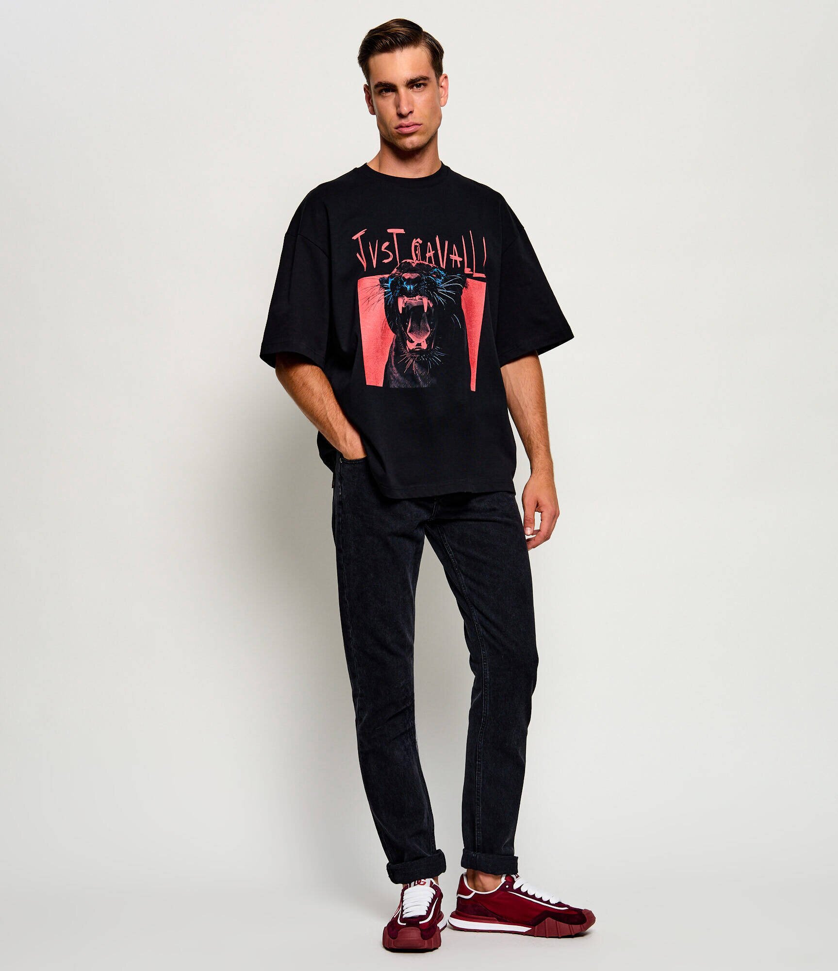 Just Cavalli Tricou Angry Panther | Loose fit