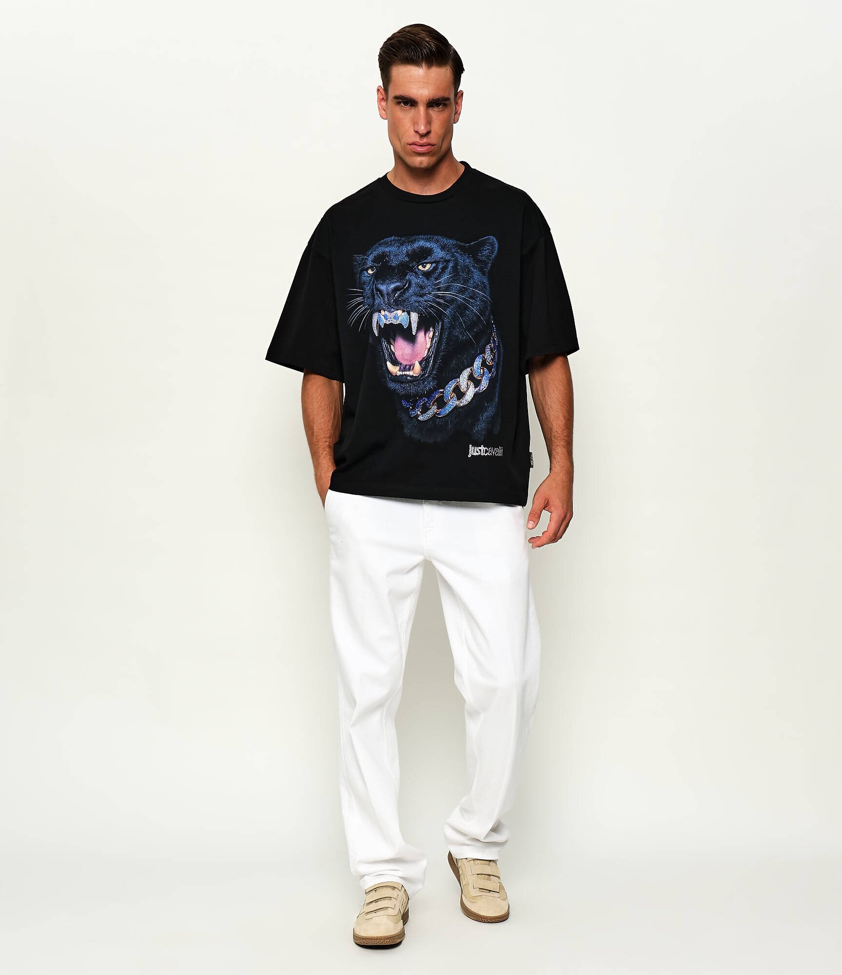 Just Cavalli Tricou Rhinestone Panther | Loose fit