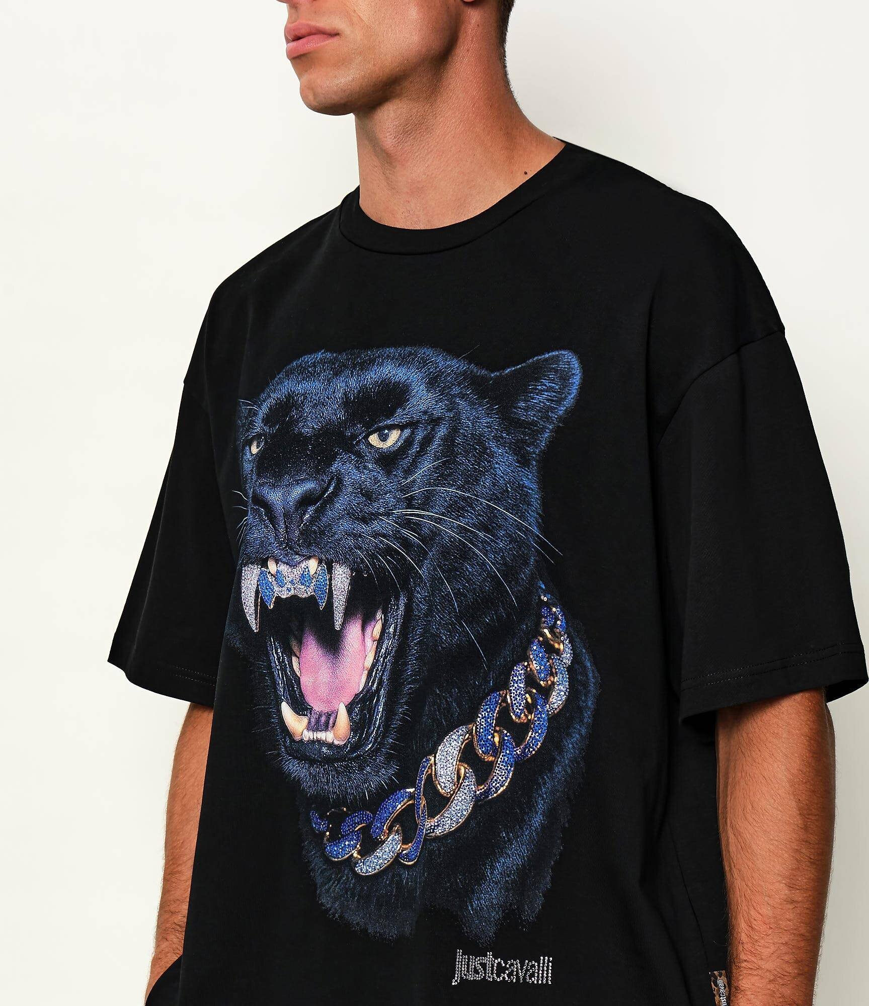 Just Cavalli Tricou Rhinestone Panther | Loose fit