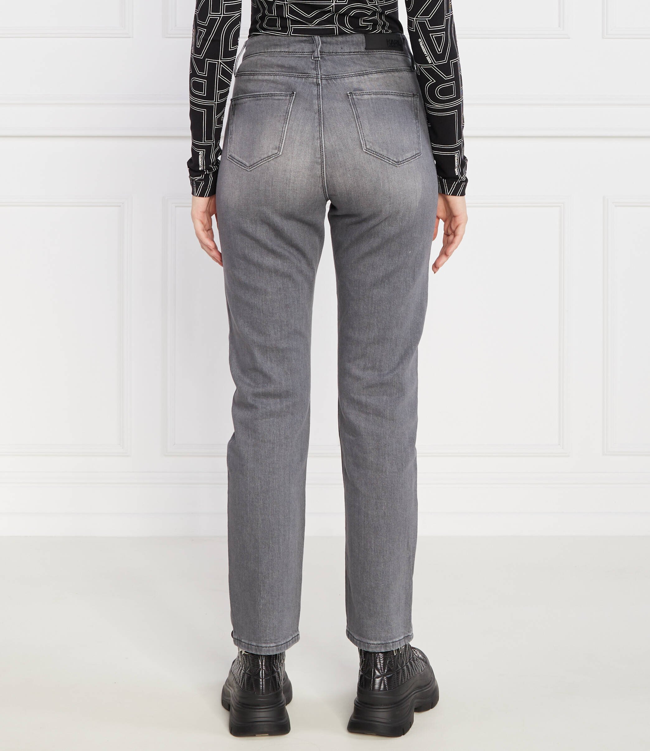 Karl Lagerfeld Blugi rhinestone logo jeans | Straight fit