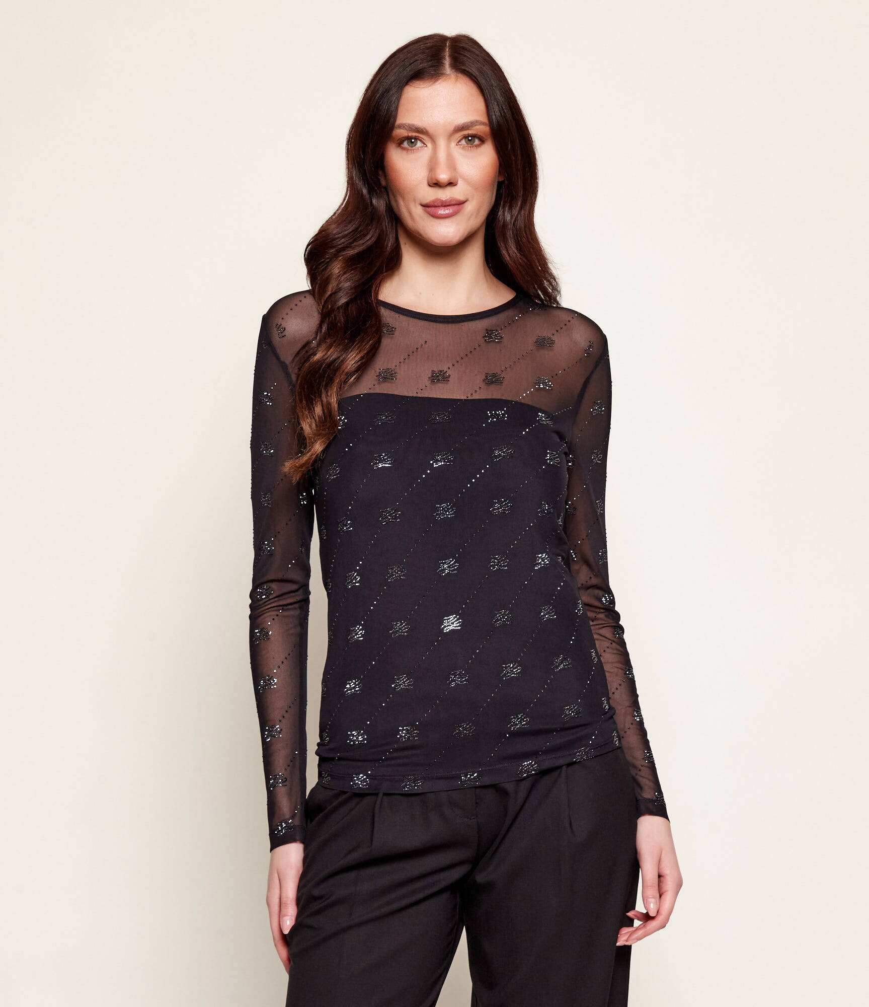 Karl Lagerfeld Bluză Rhinestone | Slim Fit