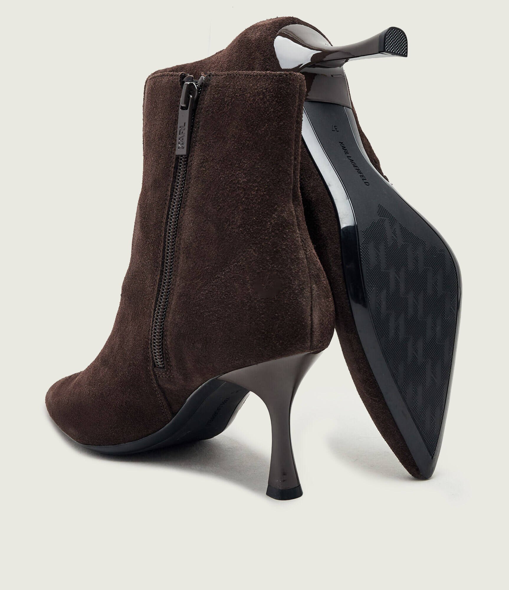 Karl Lagerfeld Botine cu toc subțire Sienna | piele întoarsă