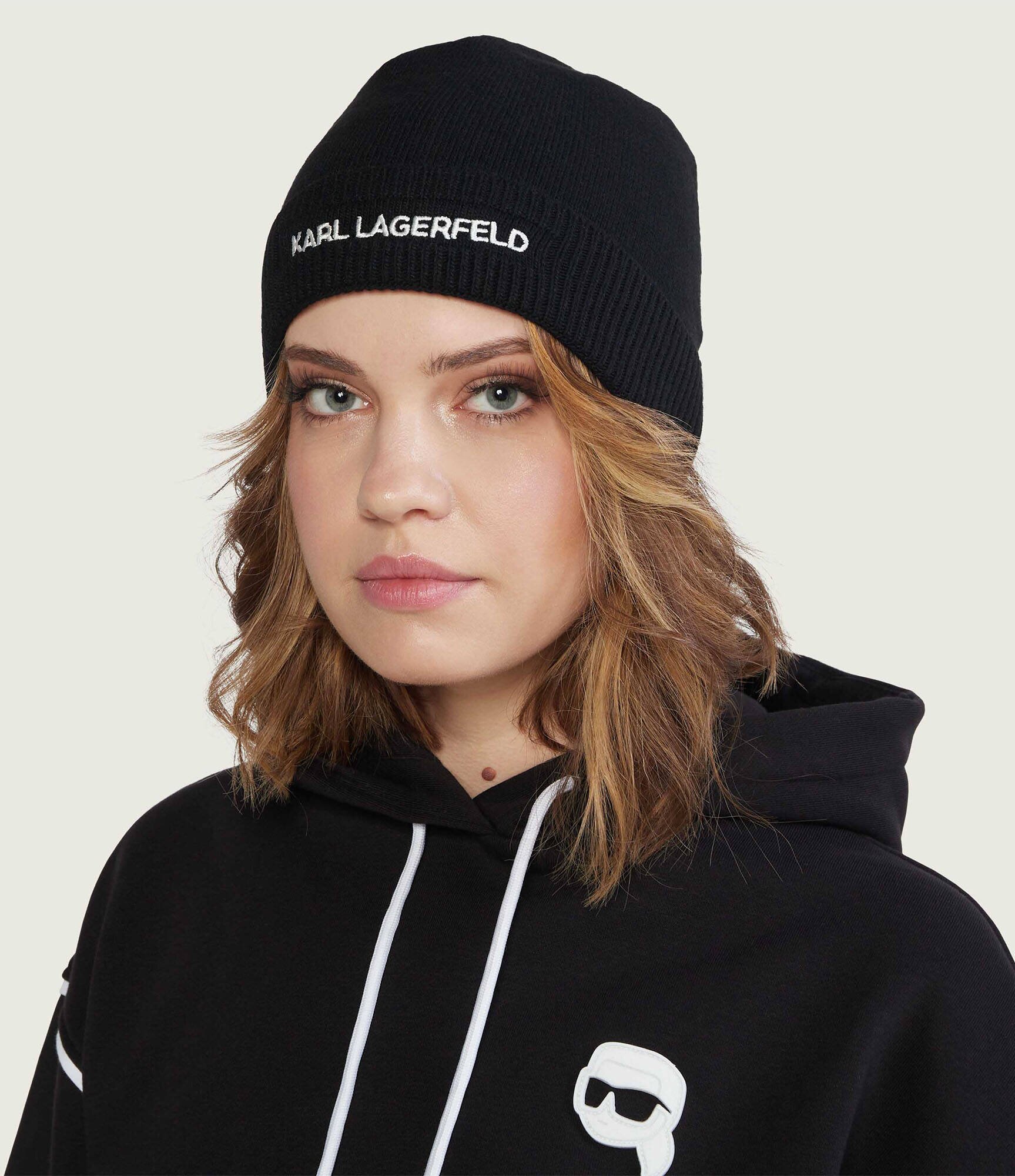 Karl Lagerfeld Căciulă k/essential beanie cu adaos de lână și cașmir