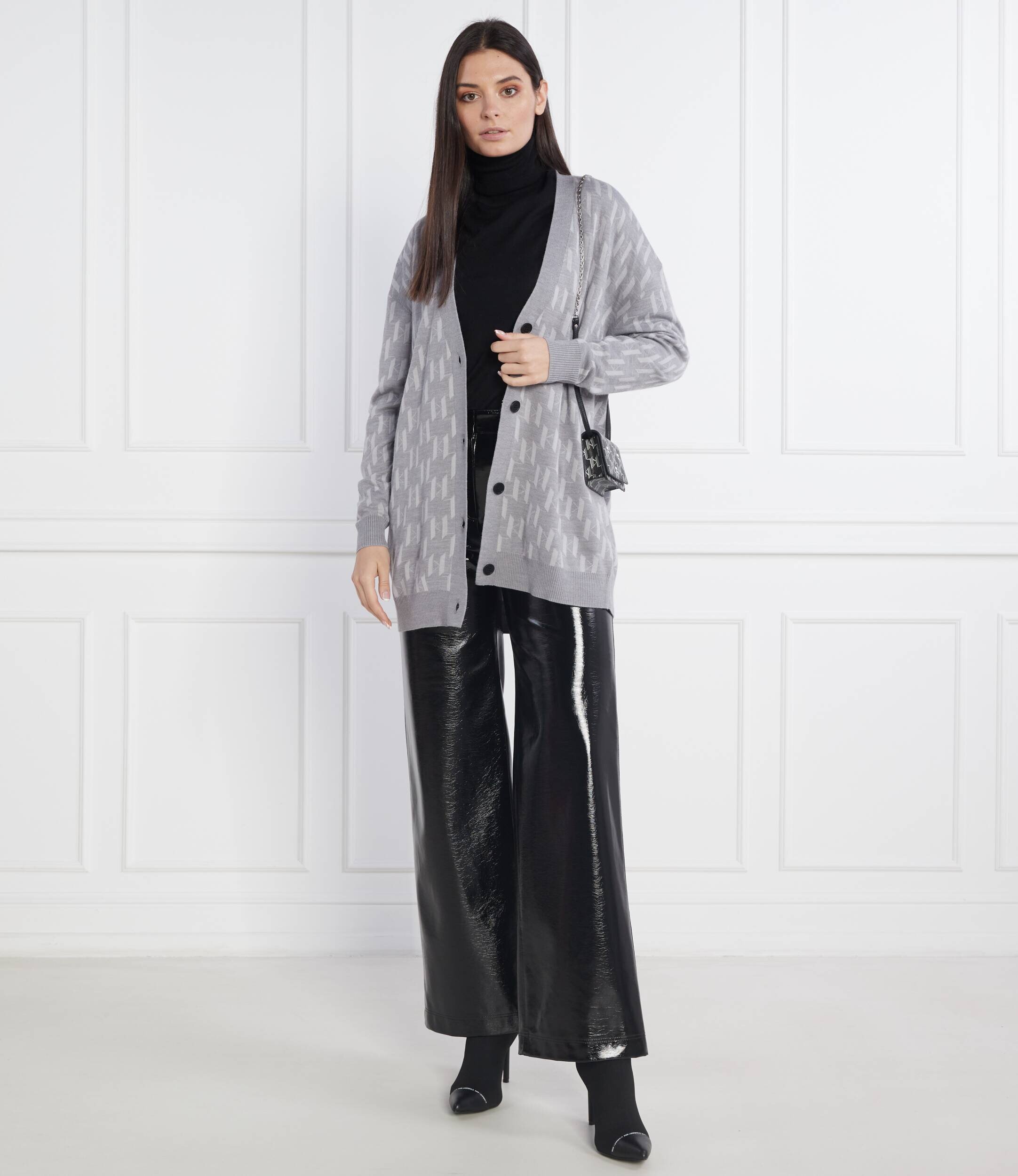 Karl Lagerfeld Cardigan | Longline Fit cu adaos de lână