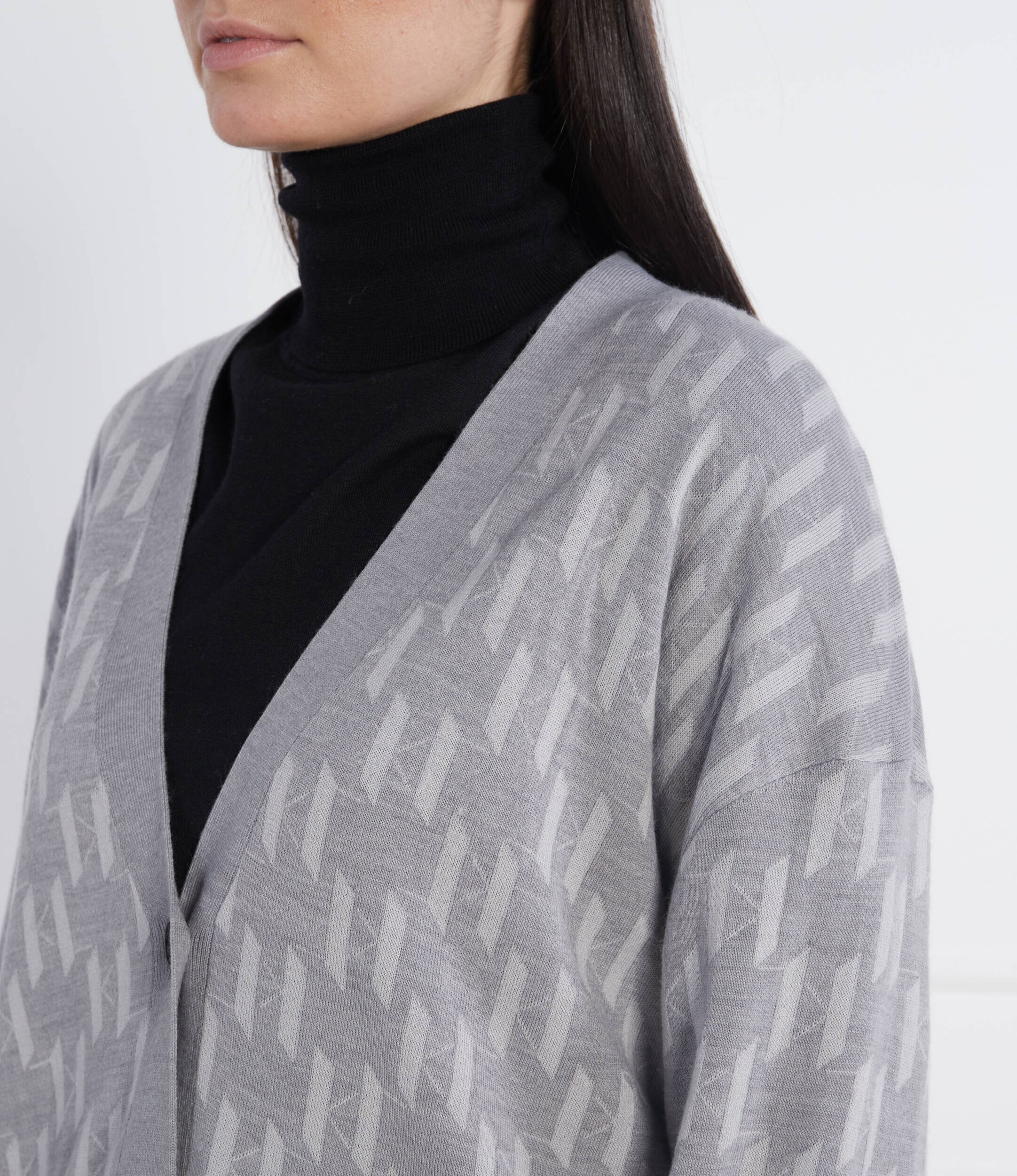 Karl Lagerfeld Cardigan | Longline Fit cu adaos de lână