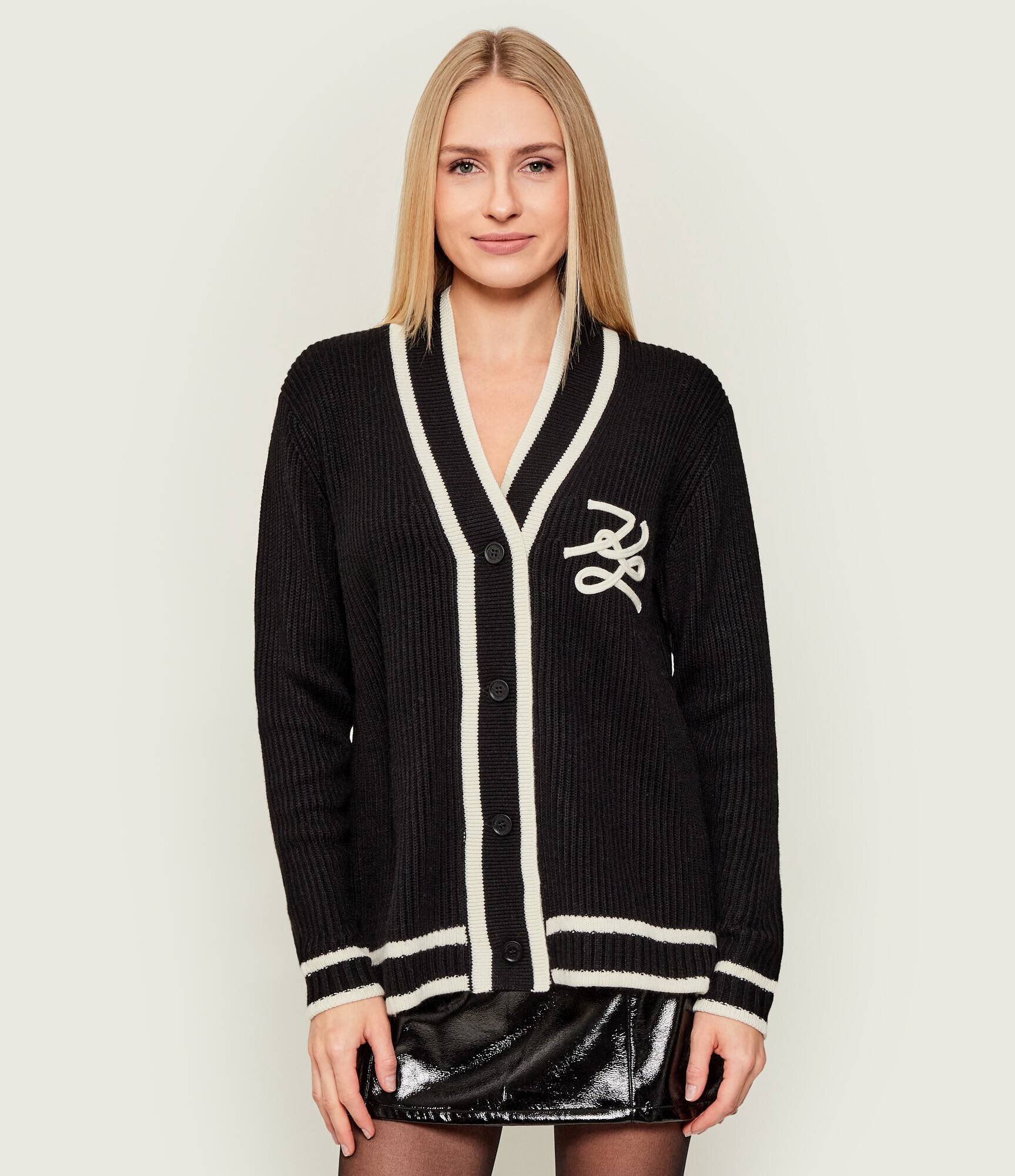 Karl Lagerfeld Cardigan Soutache autograph cu adaos de lână
