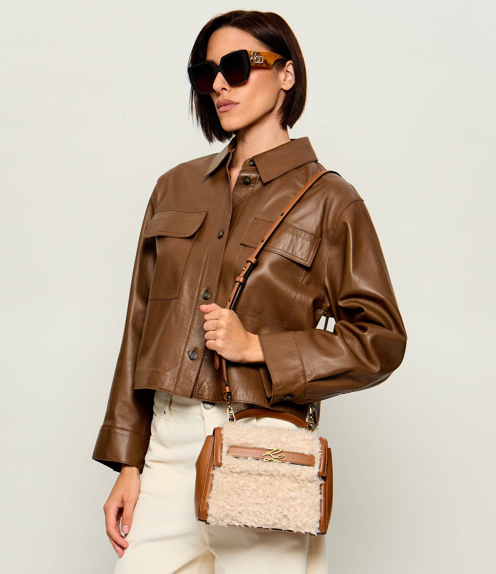 Karl Lagerfeld De piele cufăr K/Autograph | shearling