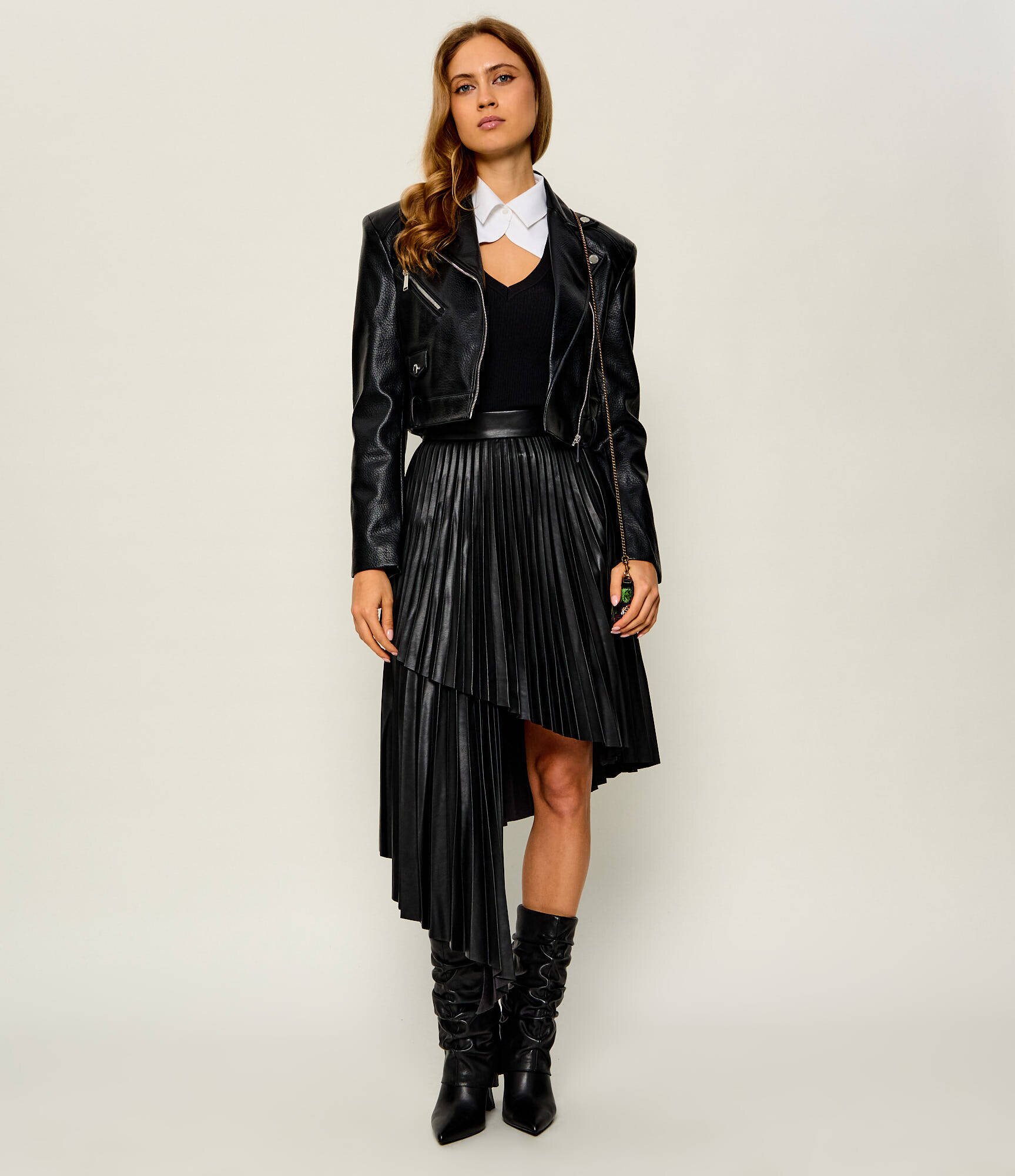Karl Lagerfeld Geacă de piele Biker | Cropped Fit