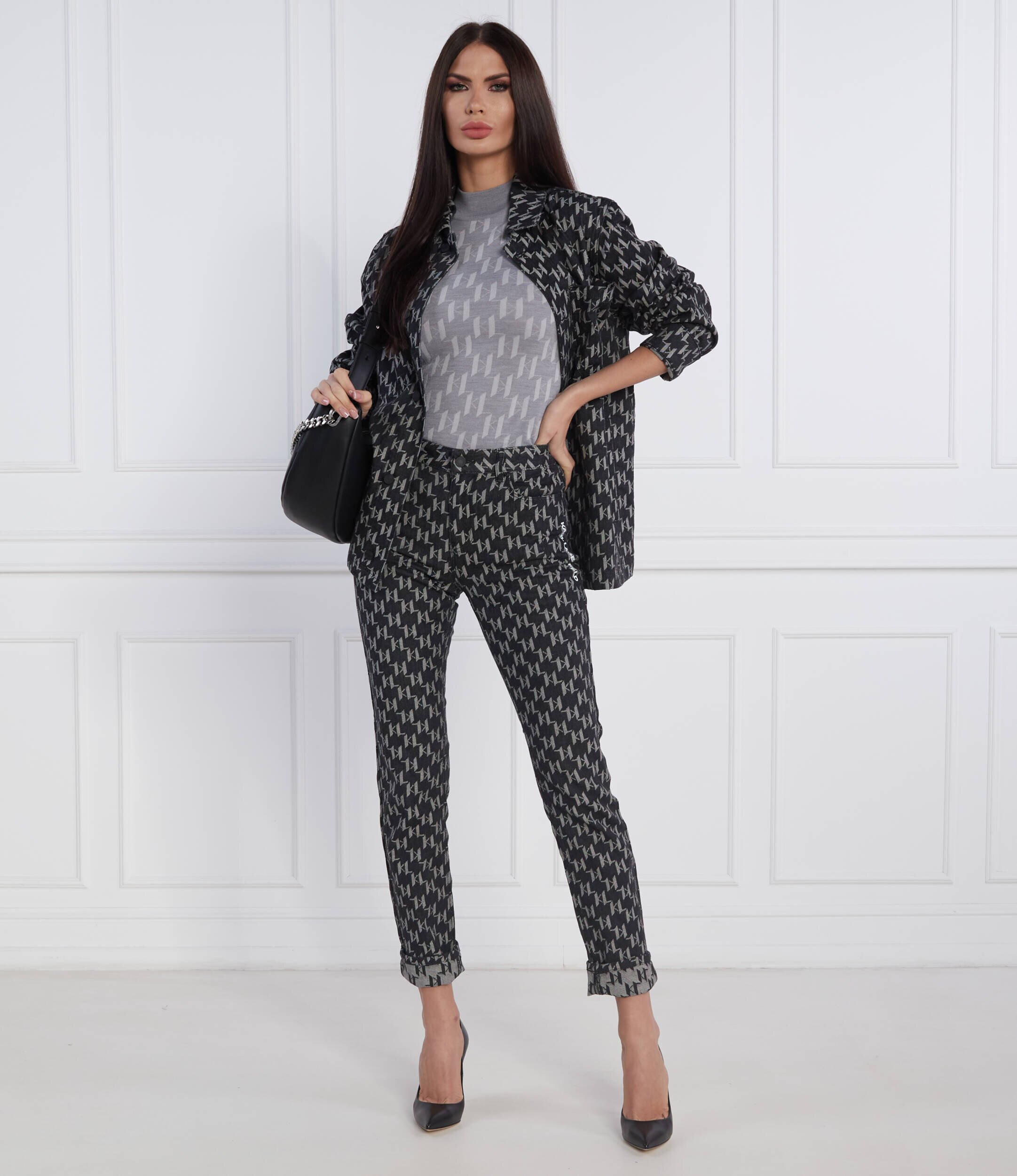 Karl Lagerfeld hanorac Monogram | Slim Fit cu adaos de lână