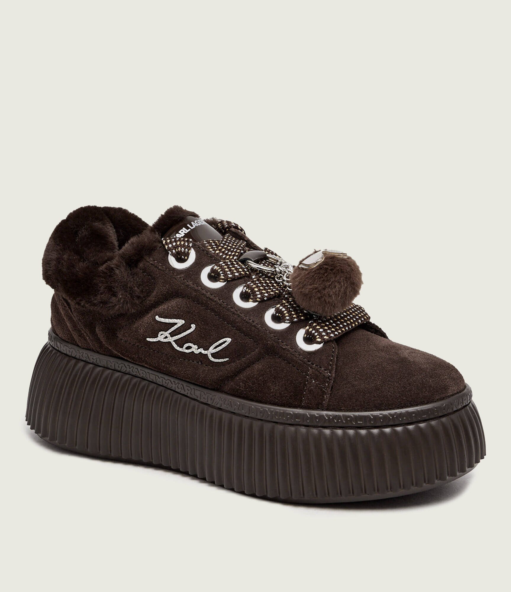 Karl Lagerfeld Sneakers Kreeper Lo Embro PomPom Lo | shearling | piele întoarsă