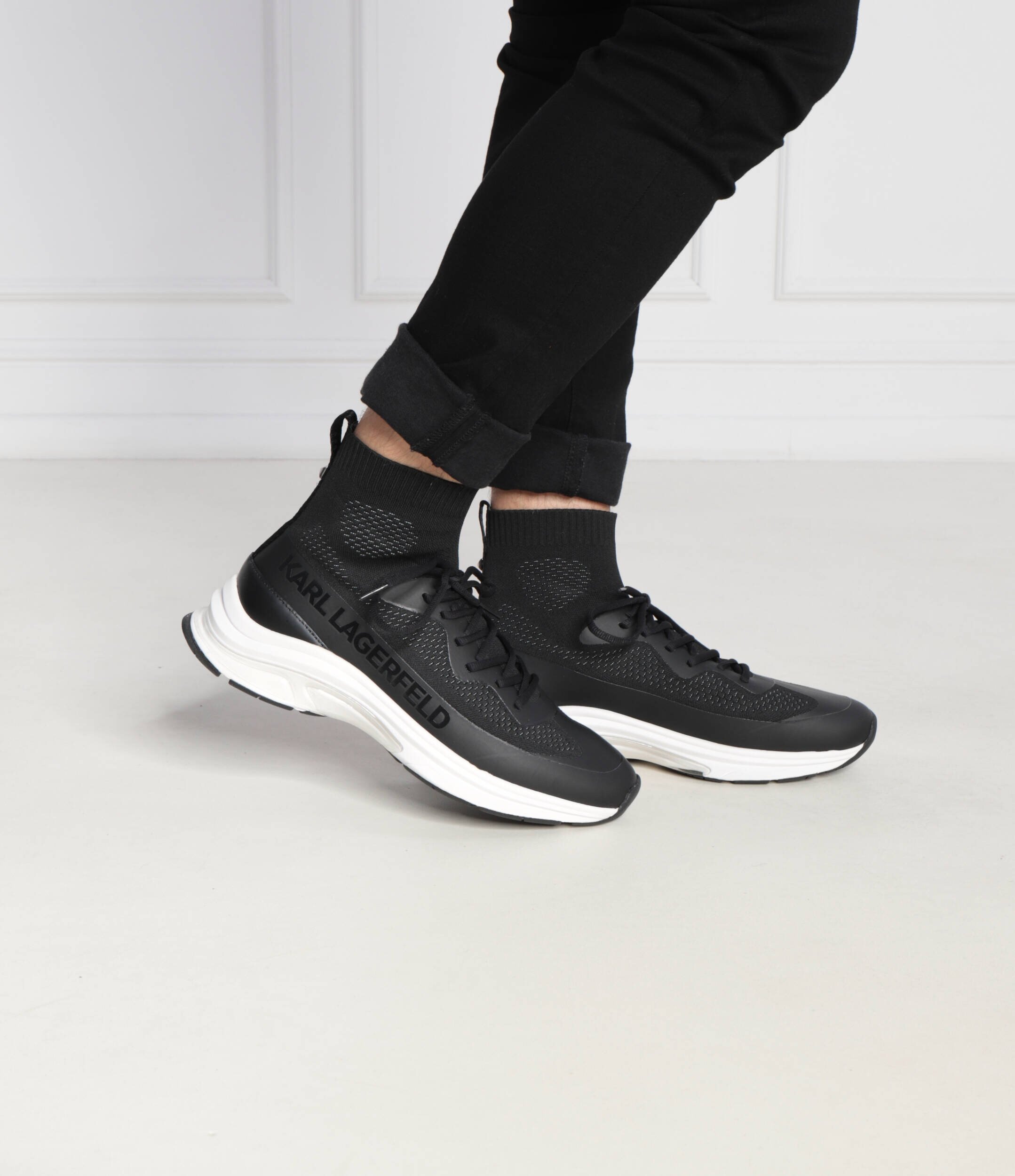 Karl Lagerfeld Sneakers LUX FINESSE Hi Pull On Runner cu adaos de piele