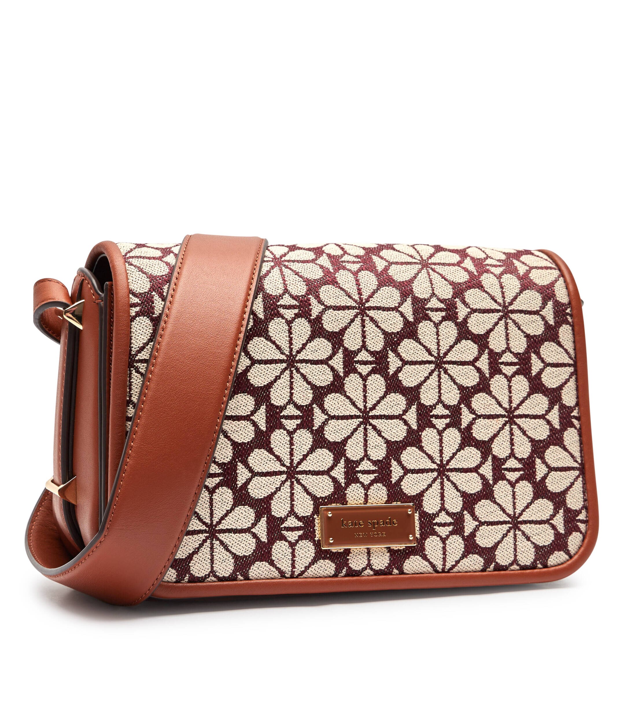 KATE SPADE Geantă poștaș Spade Flower Jacquard cu adaos de piele