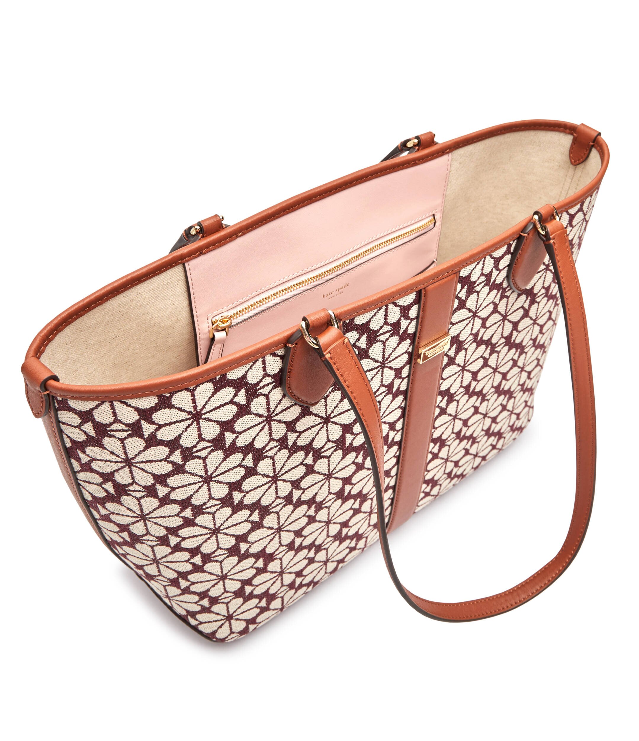 KATE SPADE Geantă shopper Spade Flower Jacquard cu adaos de piele