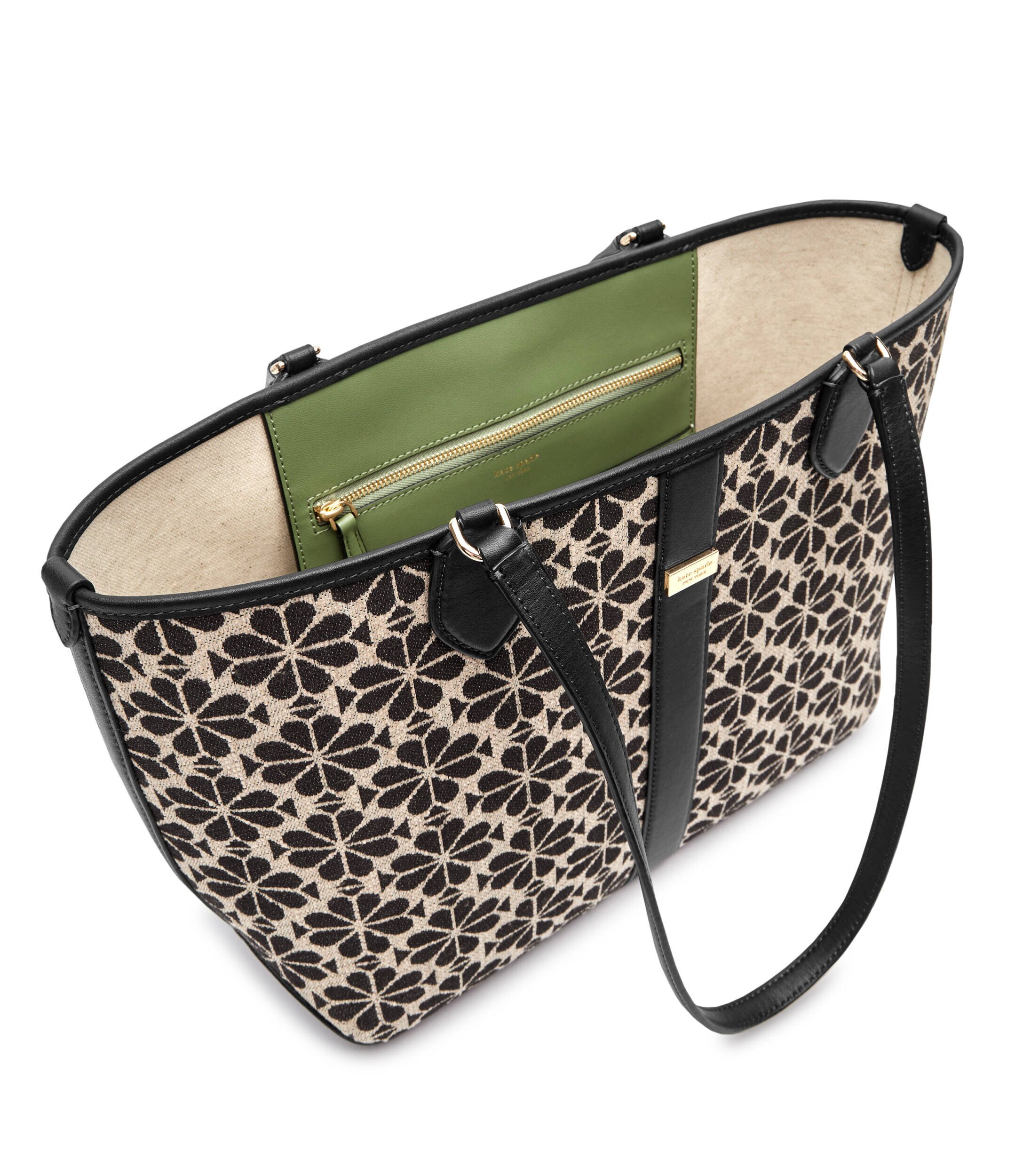 KATE SPADE Geantă shopper Spade Flower Jacquard cu adaos de piele