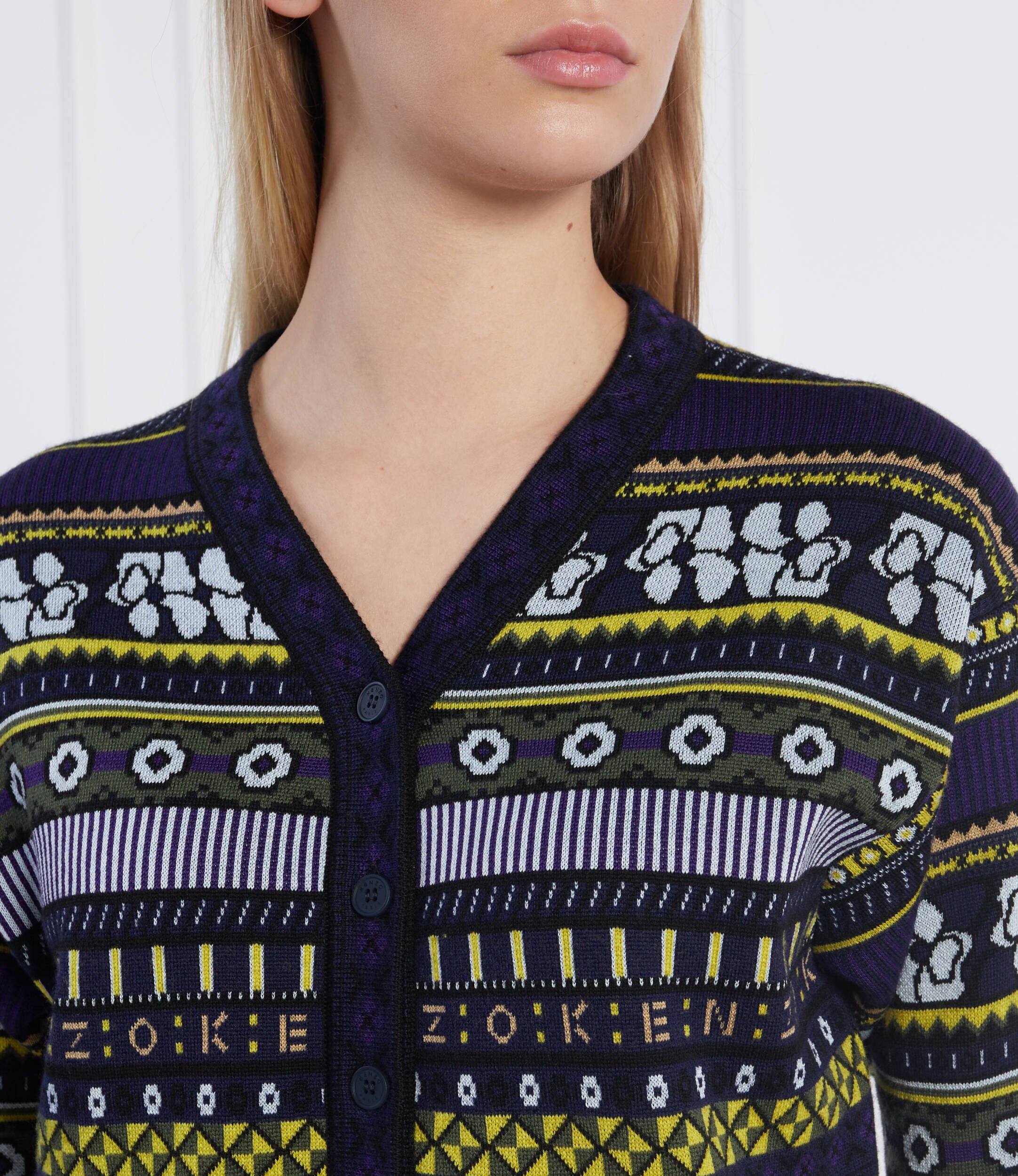Kenzo Cardigan FAIR ISLE | Regular Fit cu adaos de lână