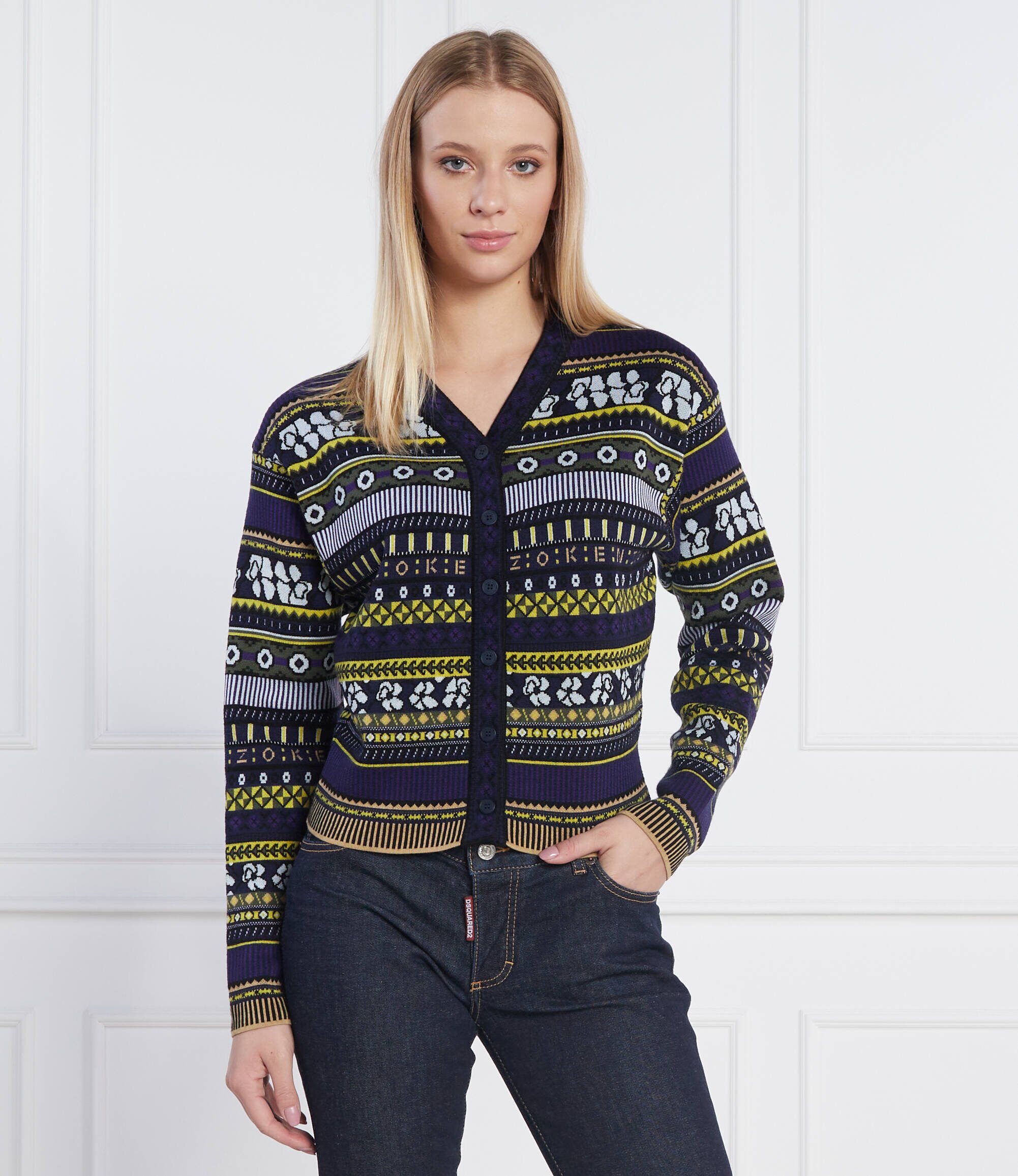 Kenzo Cardigan FAIR ISLE | Regular Fit cu adaos de lână