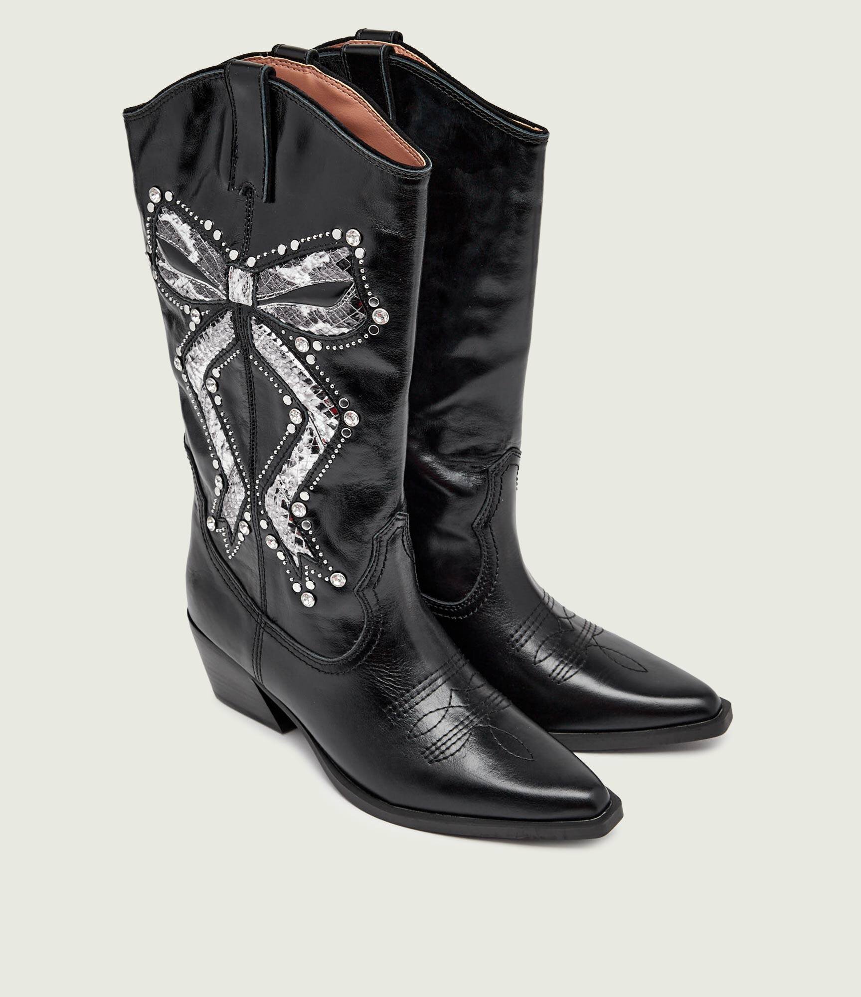 Kurt Geiger De piele cizme cowboy Rodeo Bow