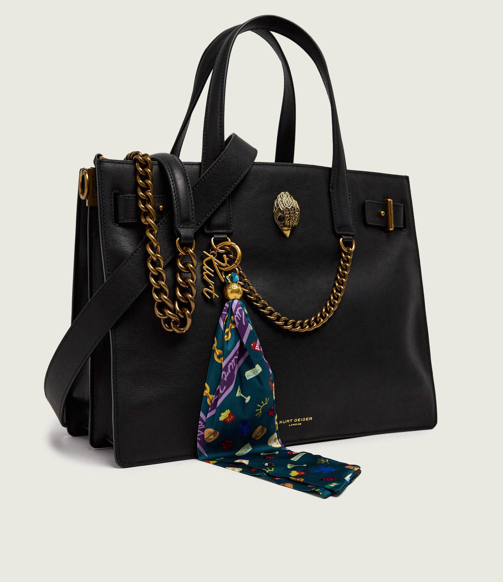 Kurt Geiger De piele geantă shopper + eșarfă pătrată The Sloane