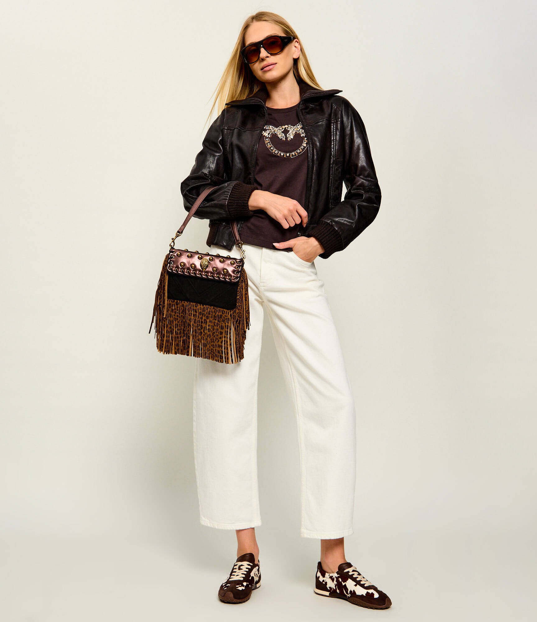 Kurt Geiger Geantă pe umăr Oxford | piele întoarsă cu adaos de piele