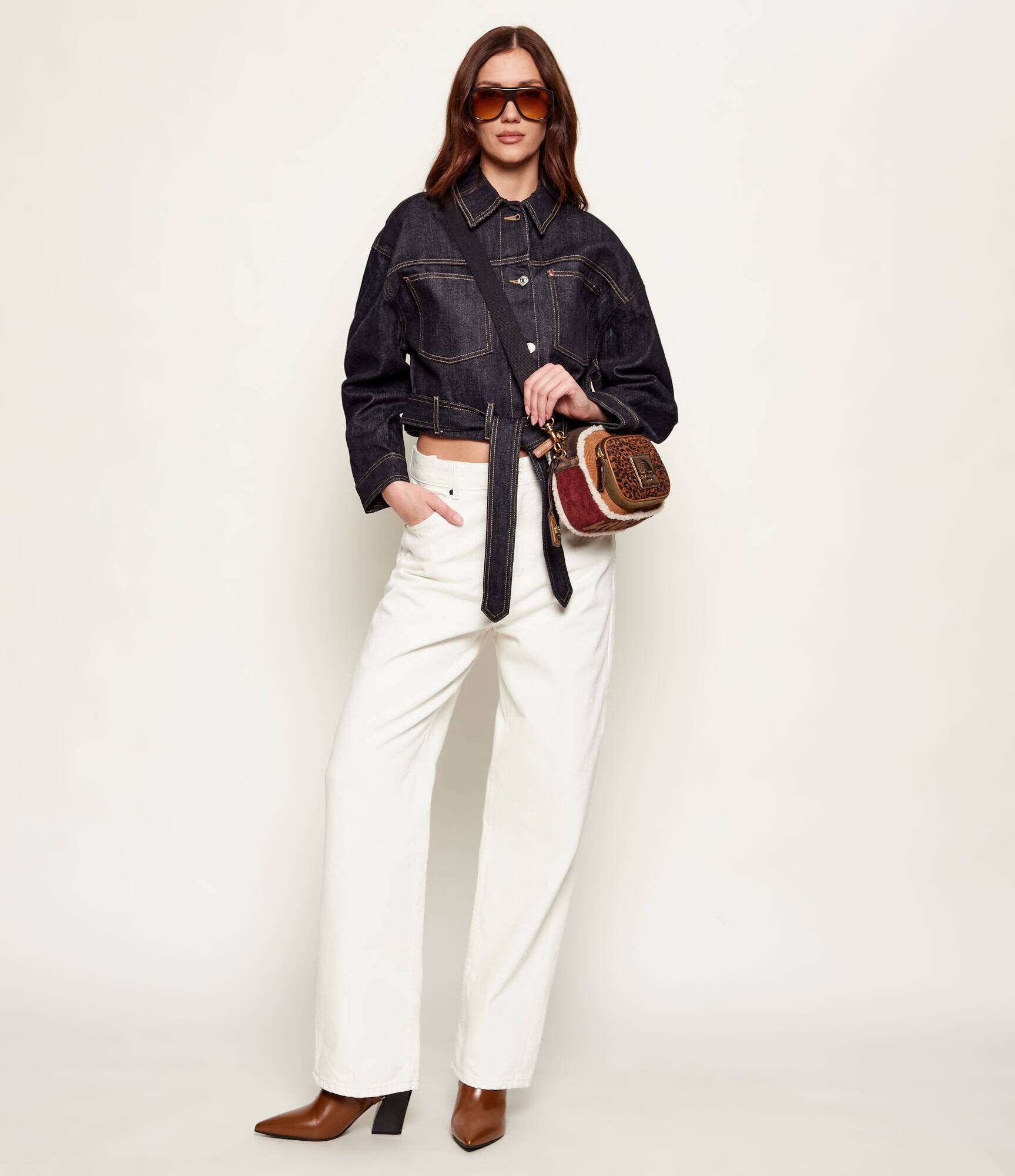 Kurt Geiger Geantă poștaș SOUTHBANK | piele întoarsă | shearling