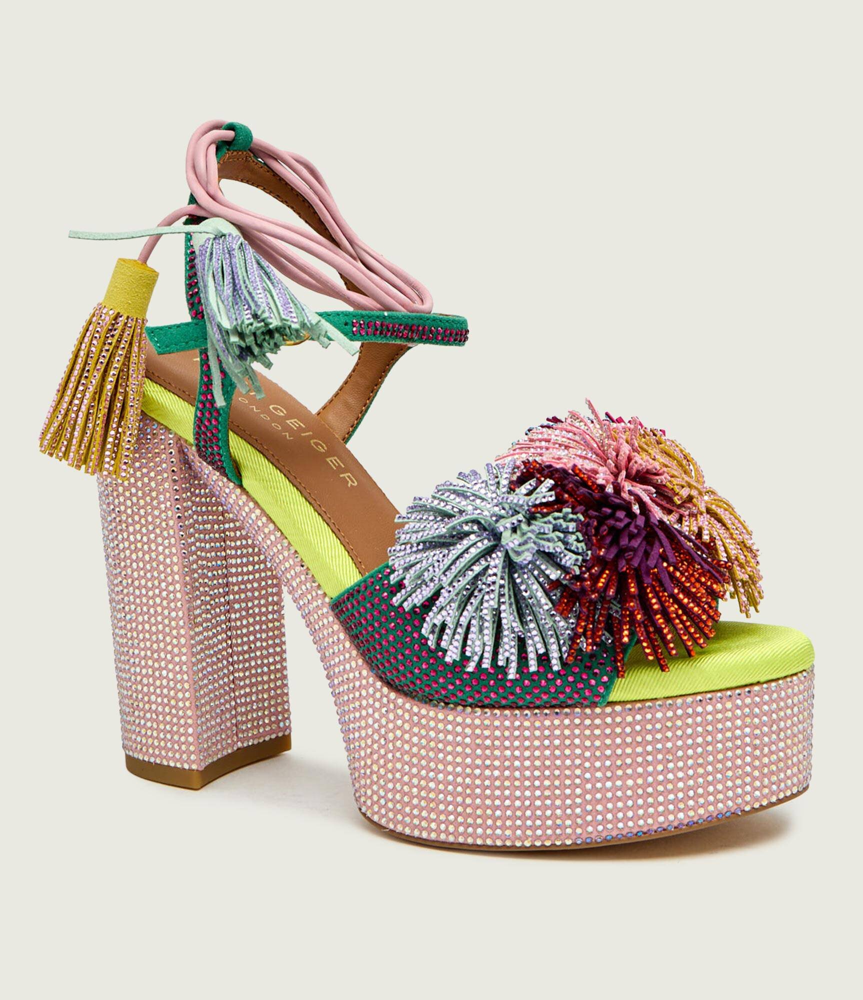 Kurt Geiger Sandale cu toc gros Pom Pom