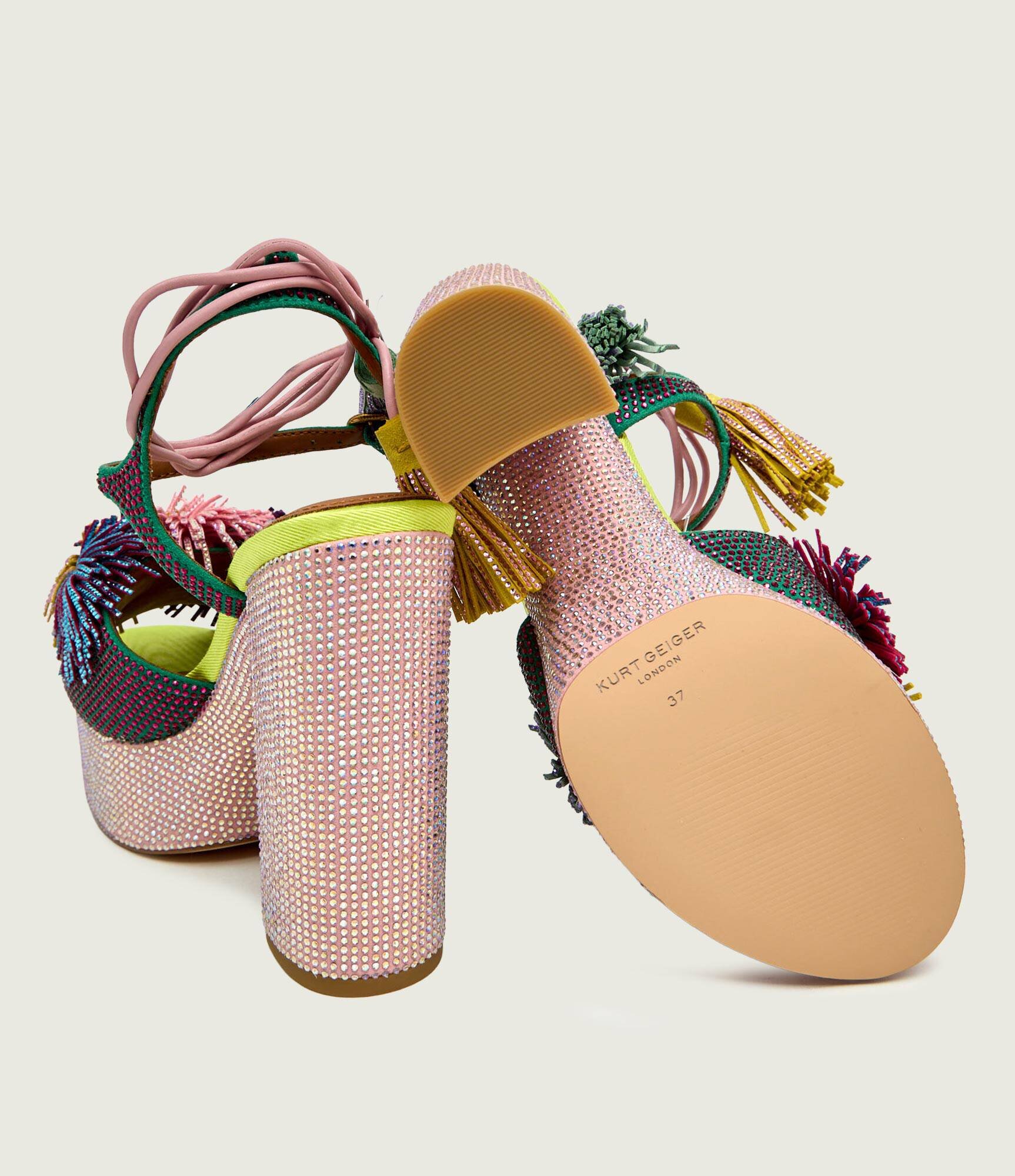 Kurt Geiger Sandale cu toc gros Pom Pom