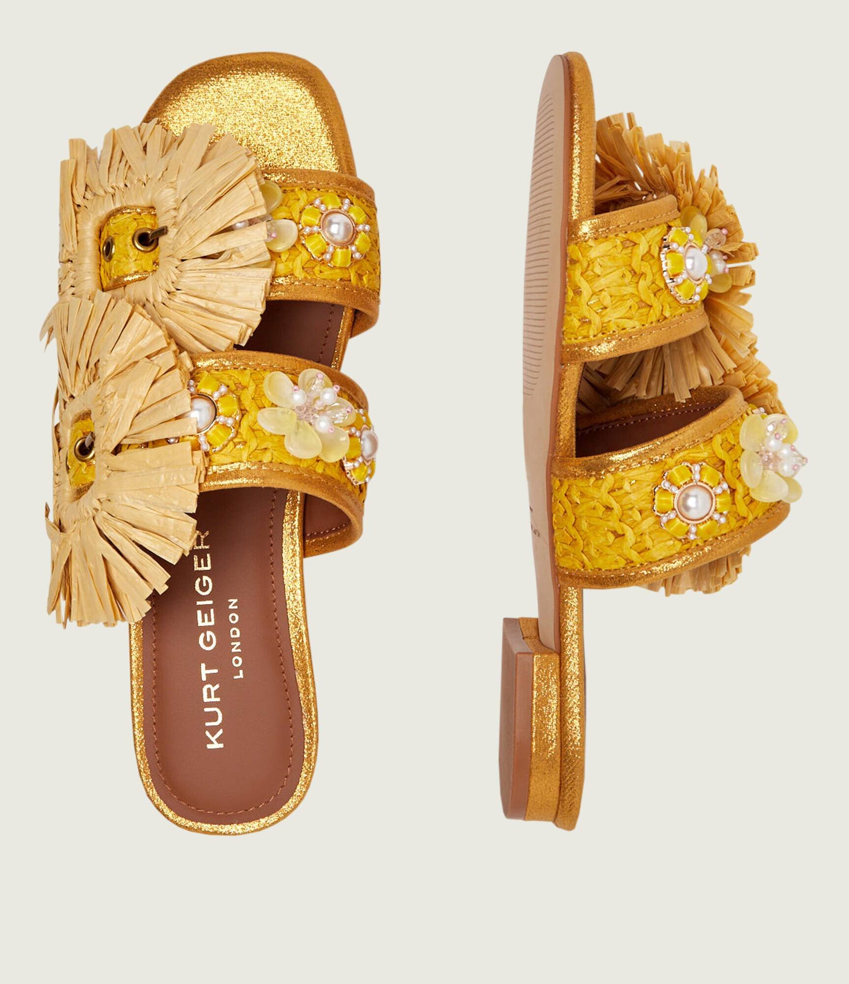 Kurt Geiger Șlapi RAFFIA BUCKLE FLAT