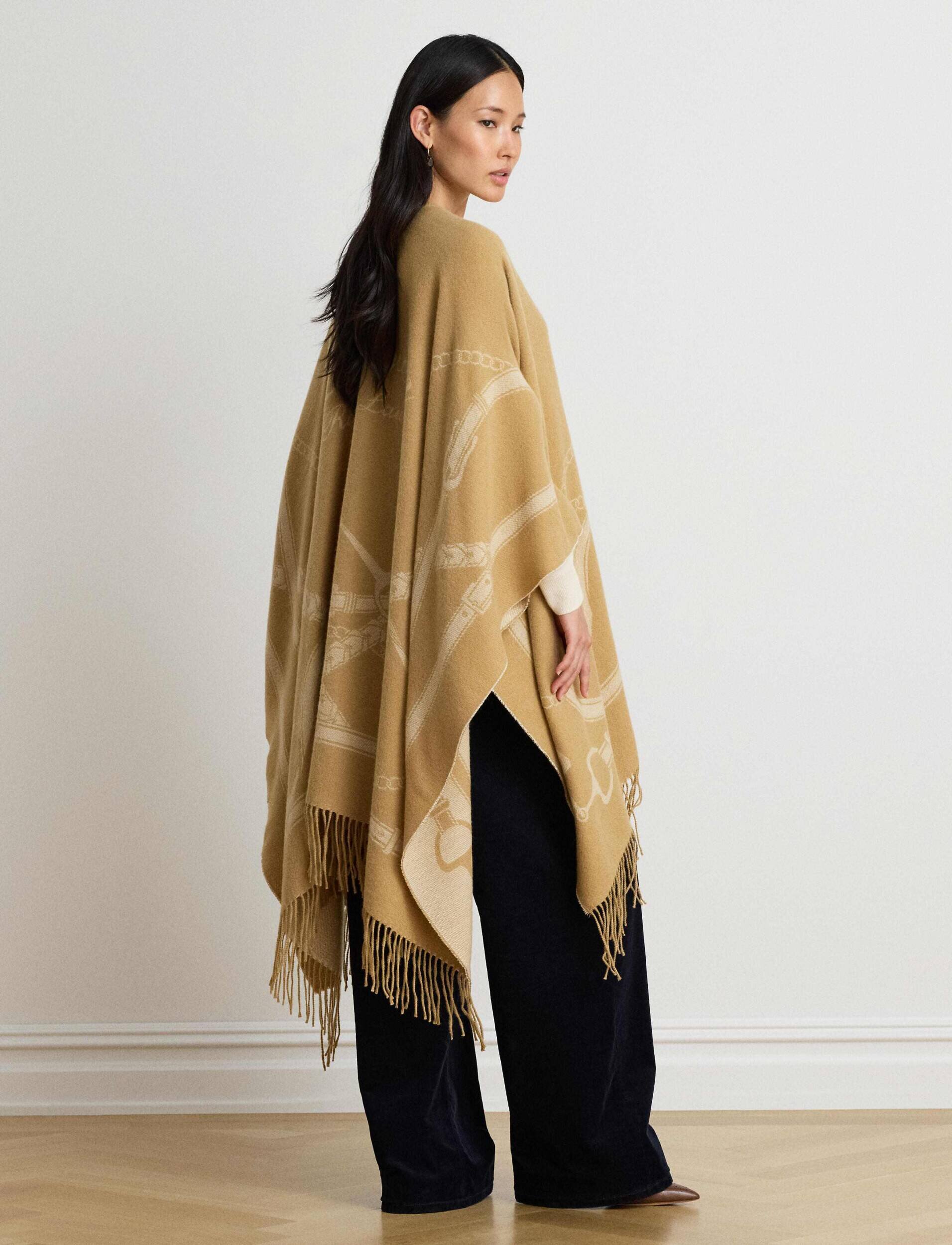 Lauren Ralph Lauren Cu două fețe poncho | Loose fit cu adaos de lână