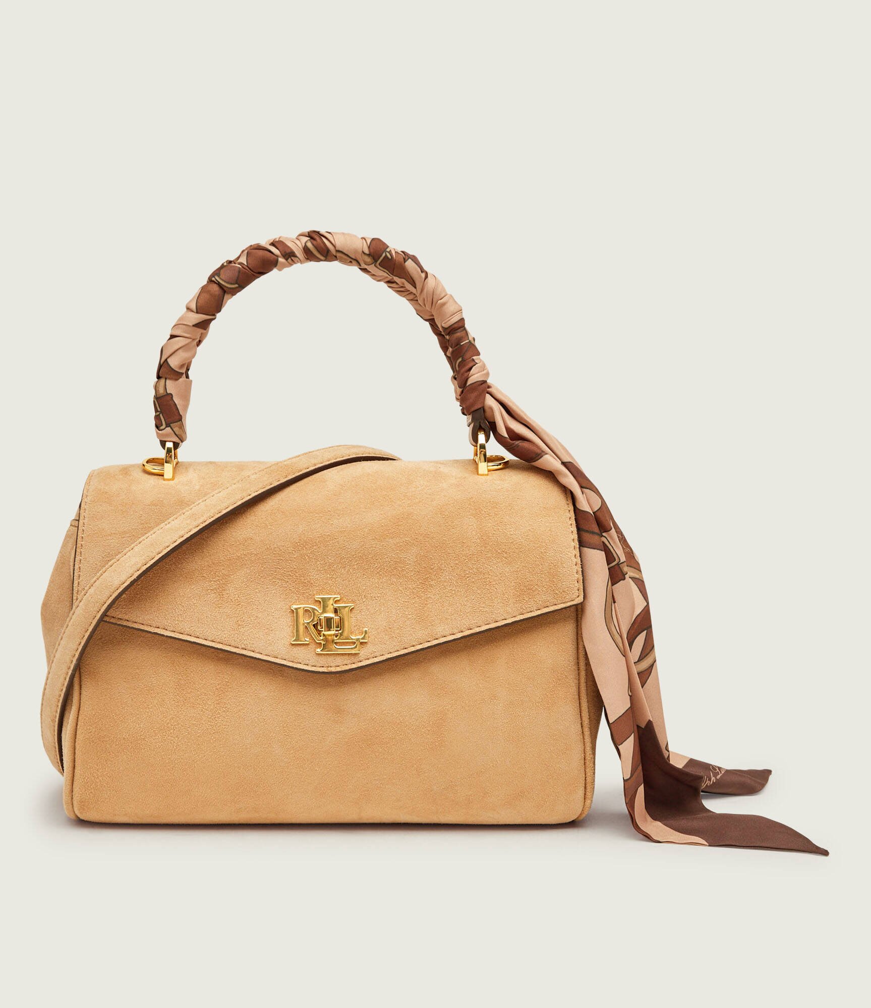 Lauren Ralph Lauren Cufăr + eșarfă pătrată Farrah | piele întoarsă