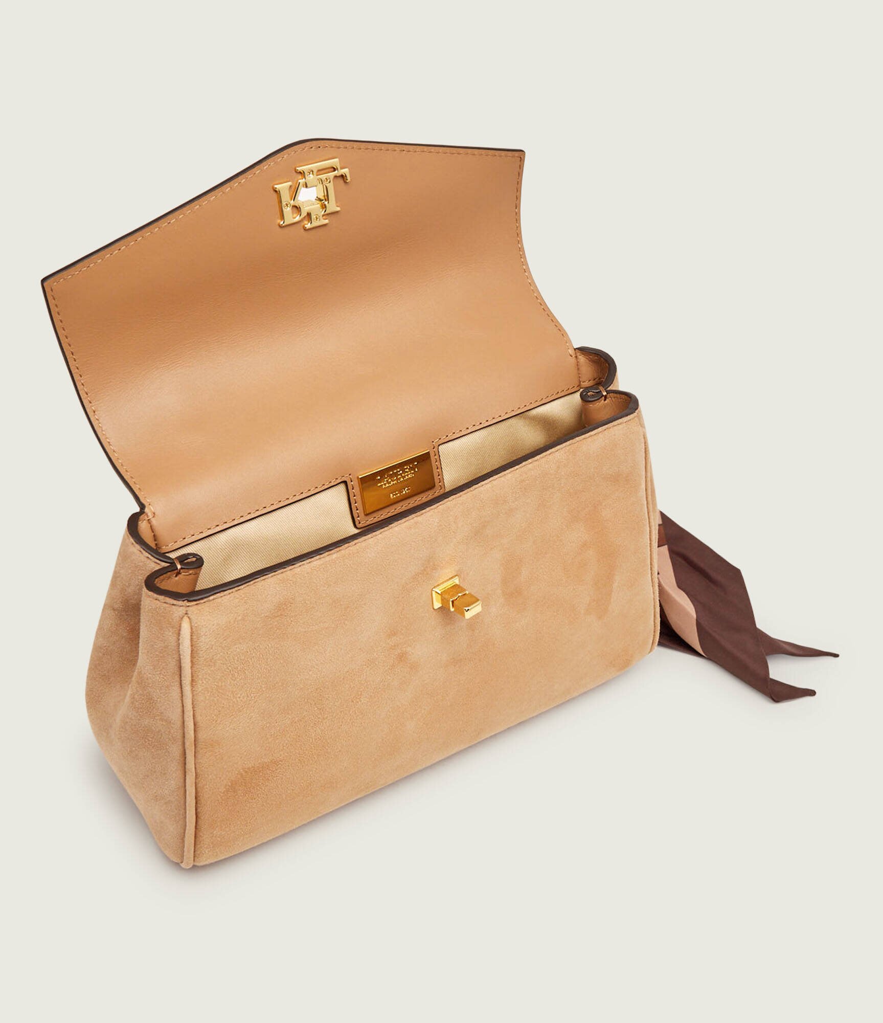 Lauren Ralph Lauren Cufăr + eșarfă pătrată Farrah | piele întoarsă