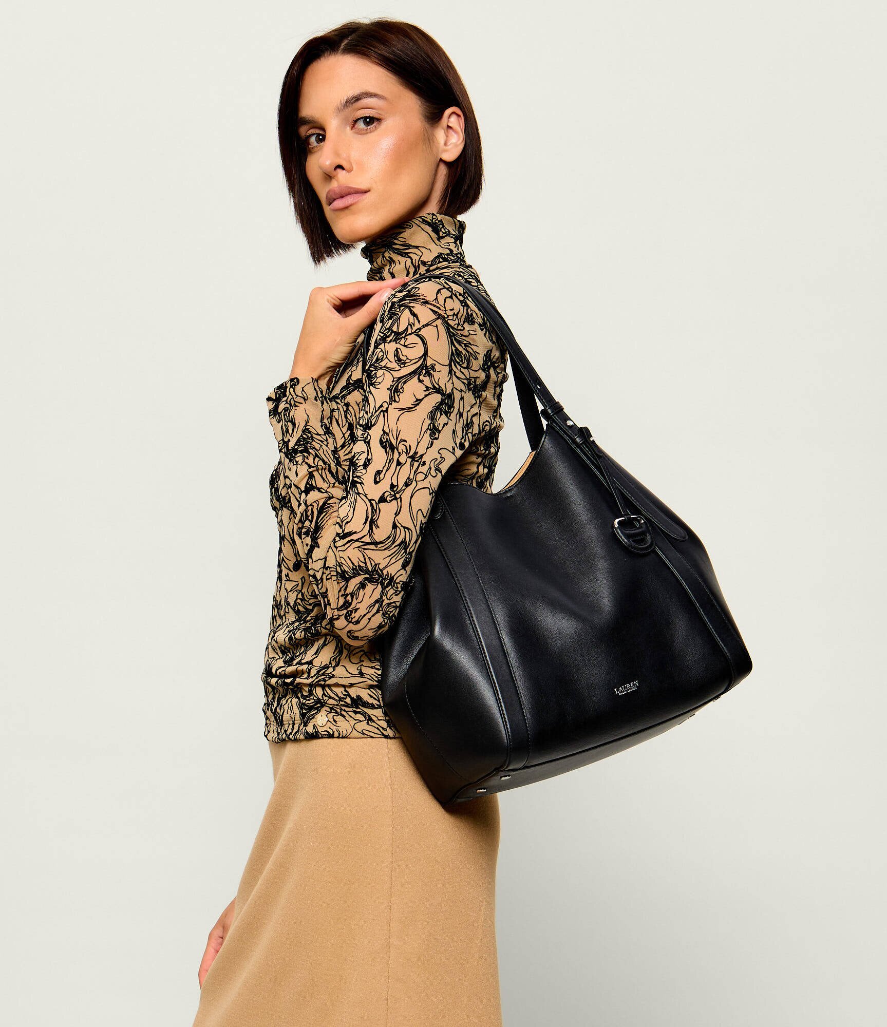 Lauren Ralph Lauren De piele geantă shopper Tasha