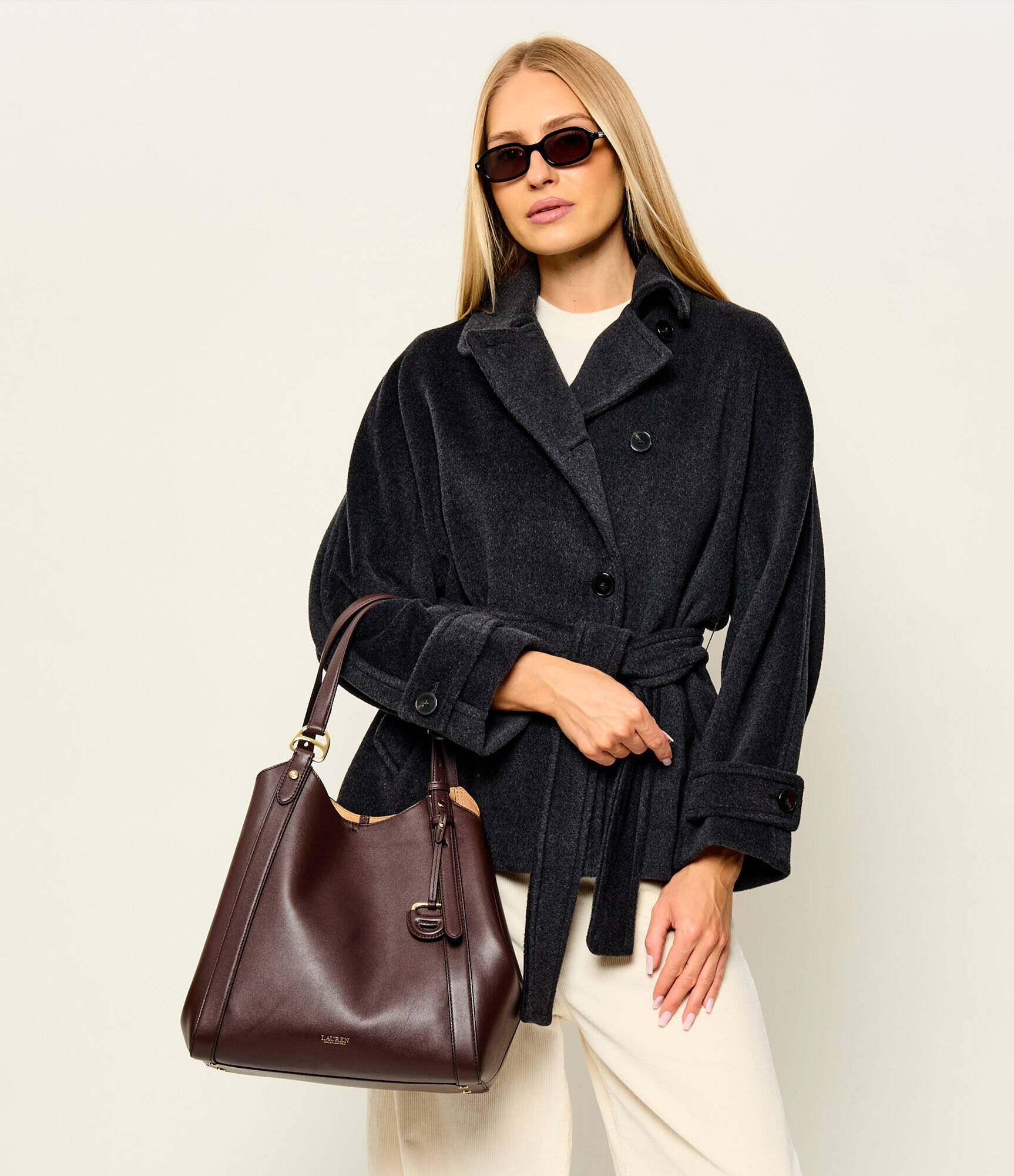 Lauren Ralph Lauren De piele geantă shopper Tasha