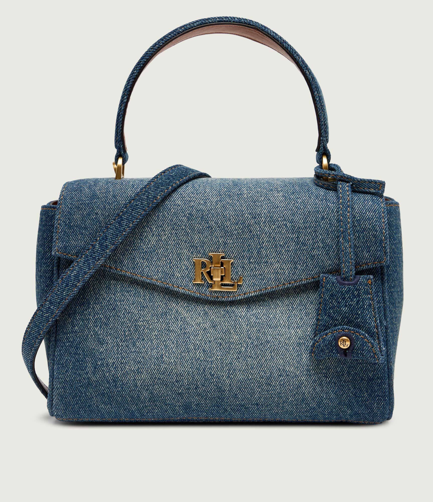 Lauren Ralph Lauren Denim cufăr Farrah cu adaos de piele