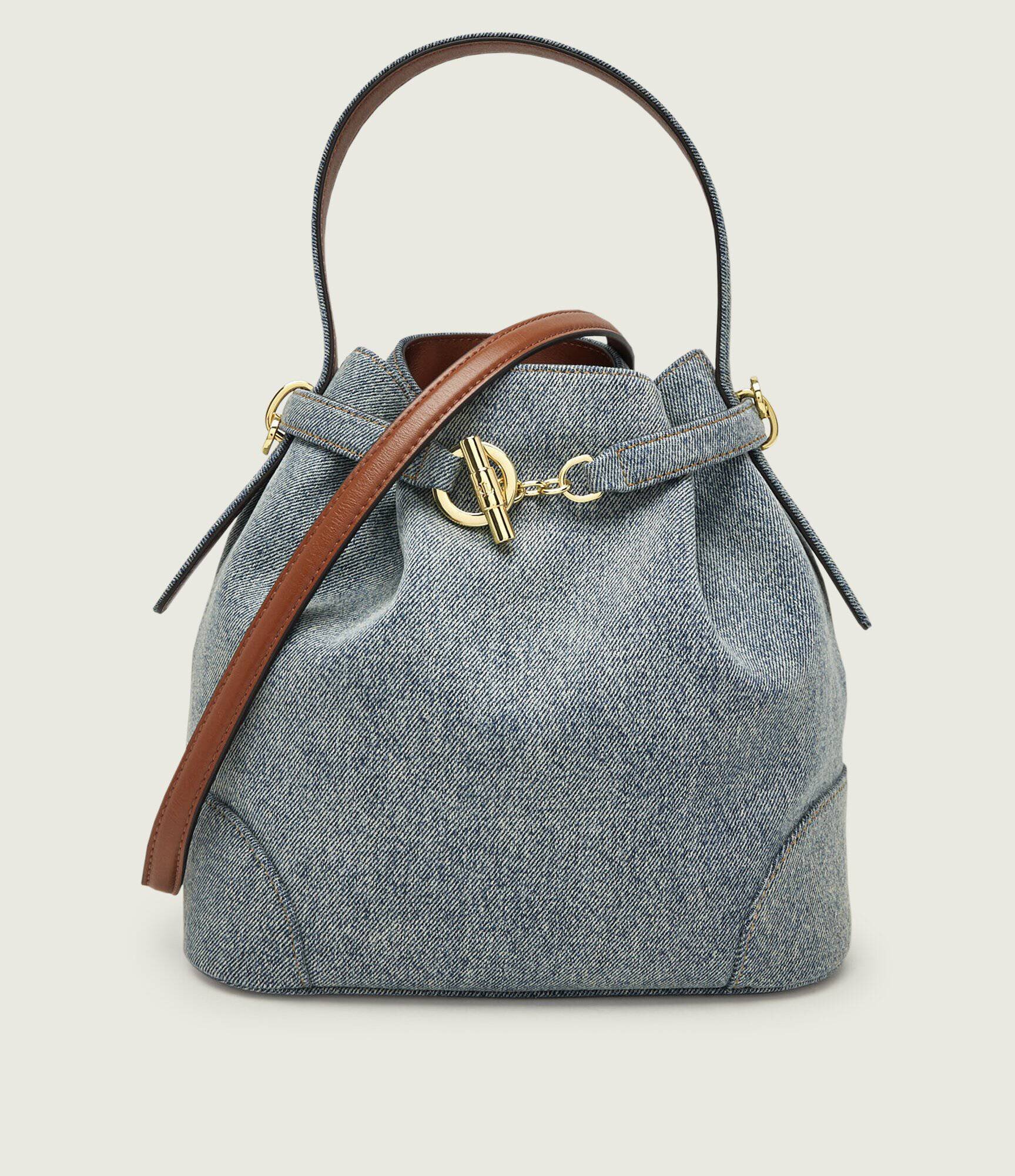 Lauren Ralph Lauren Denim geantă tip sac Blaike cu adaos de piele