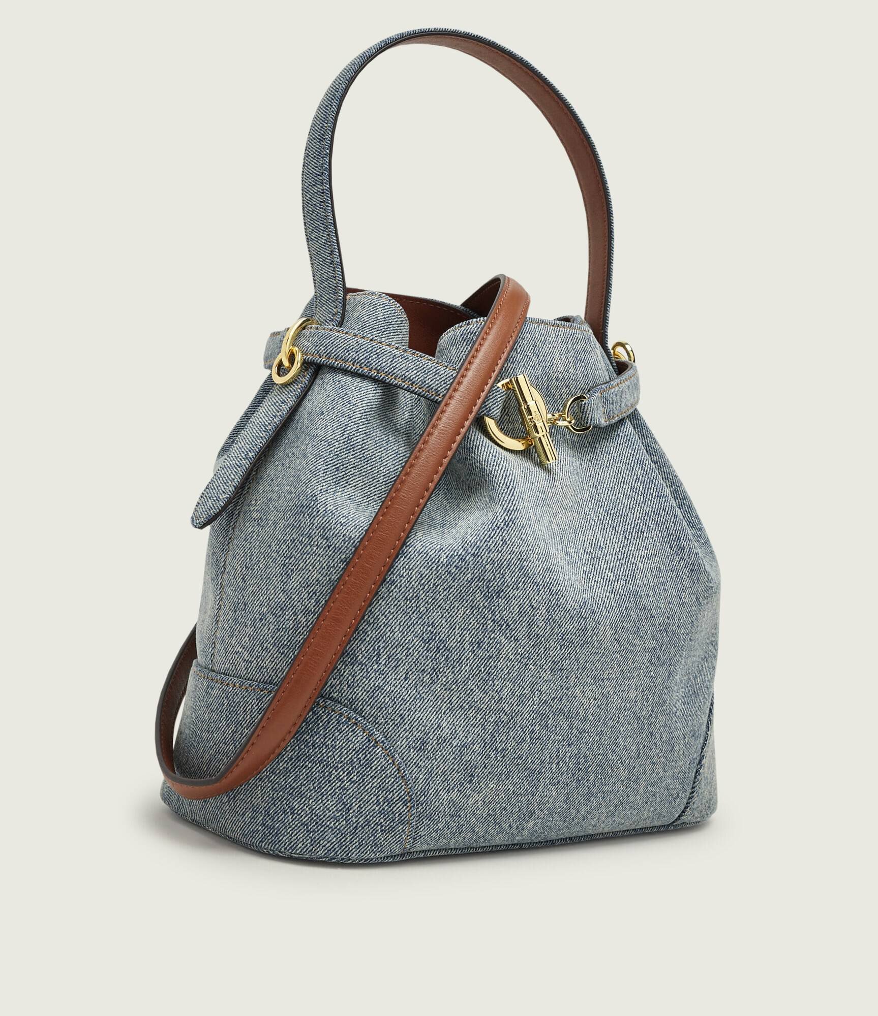 Lauren Ralph Lauren Denim geantă tip sac Blaike cu adaos de piele