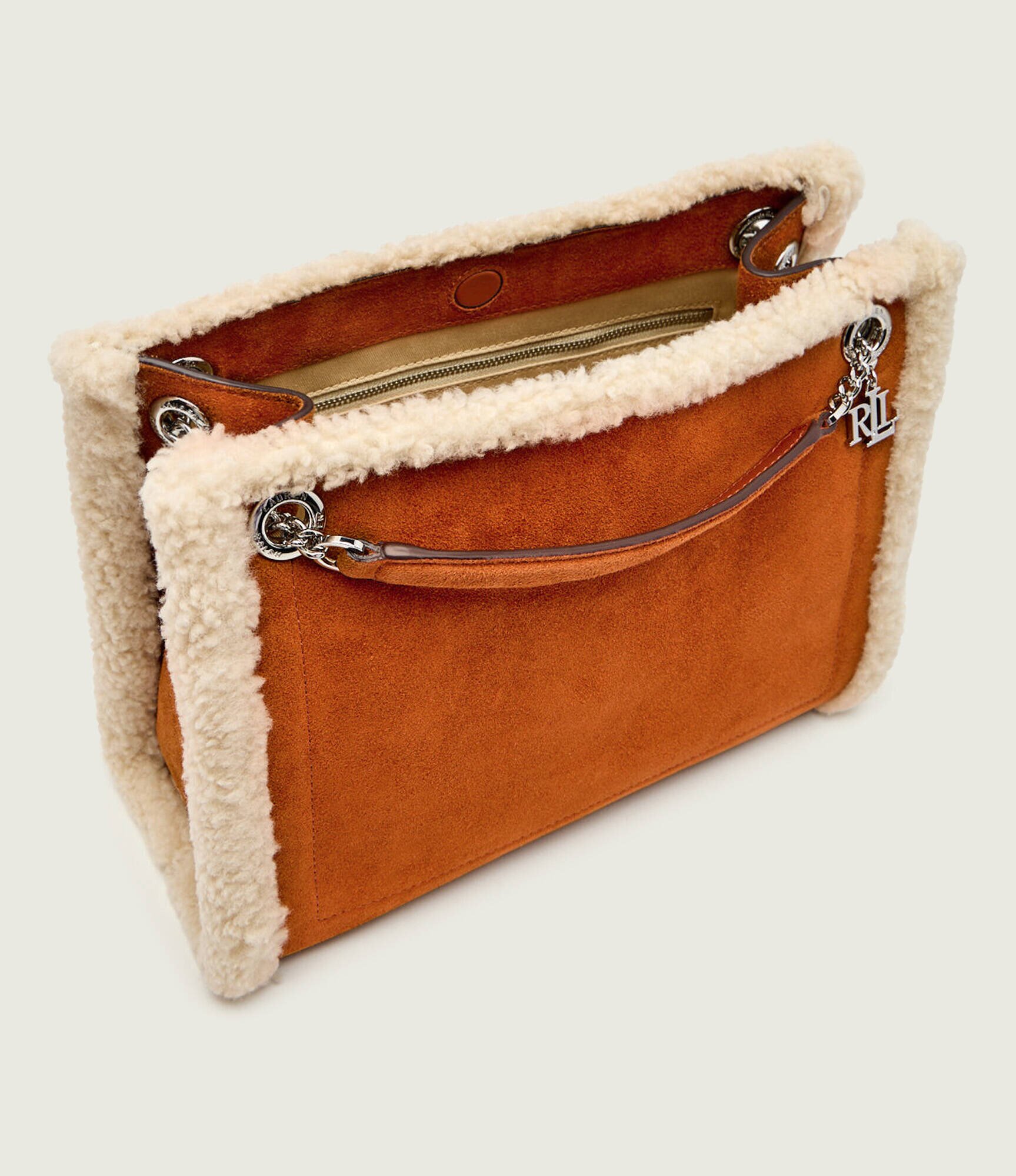 Lauren Ralph Lauren Geantă pe umăr Bradley | shearling | piele întoarsă