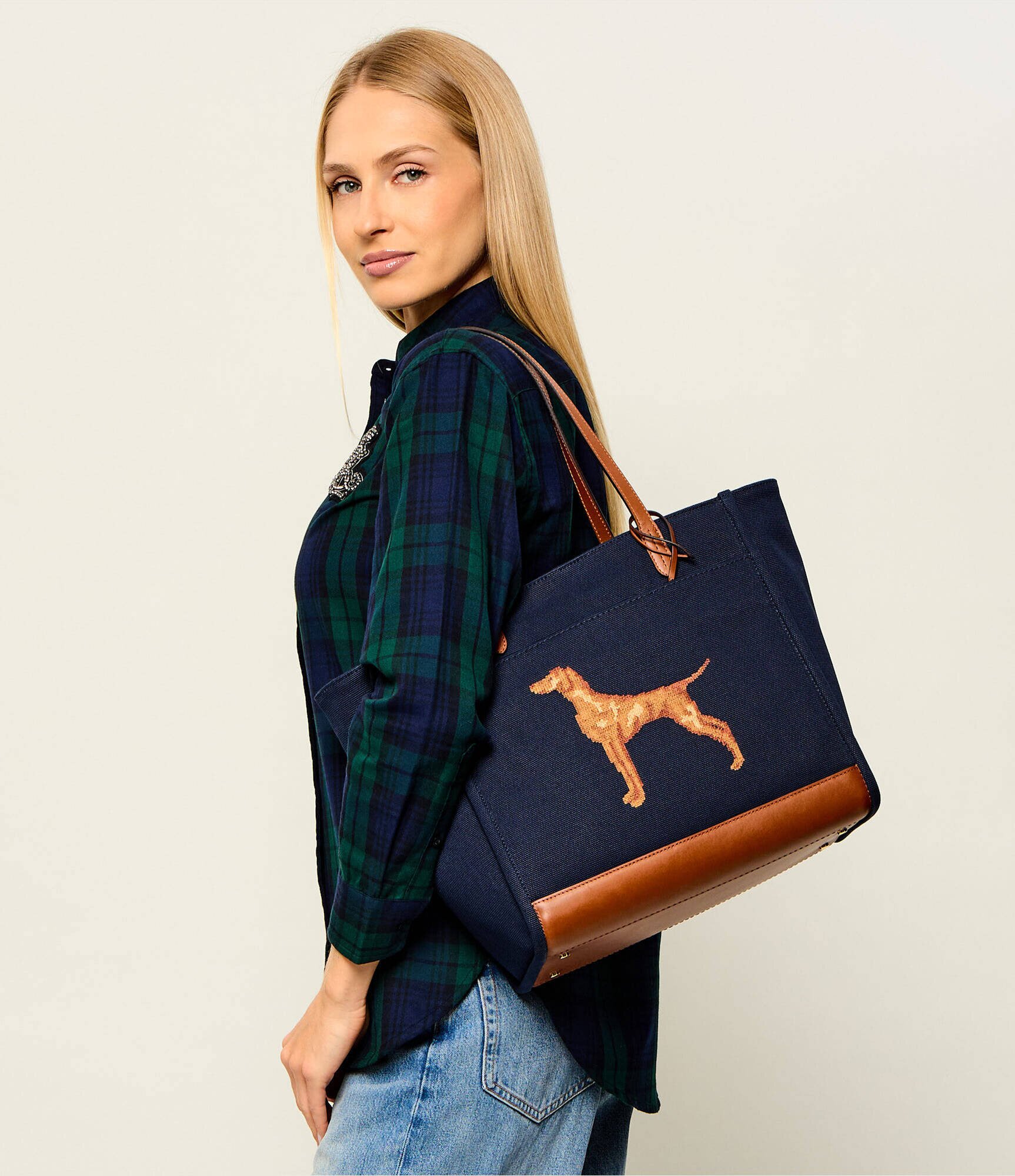 Lauren Ralph Lauren Geantă shopper Cameryn cu adaos de piele