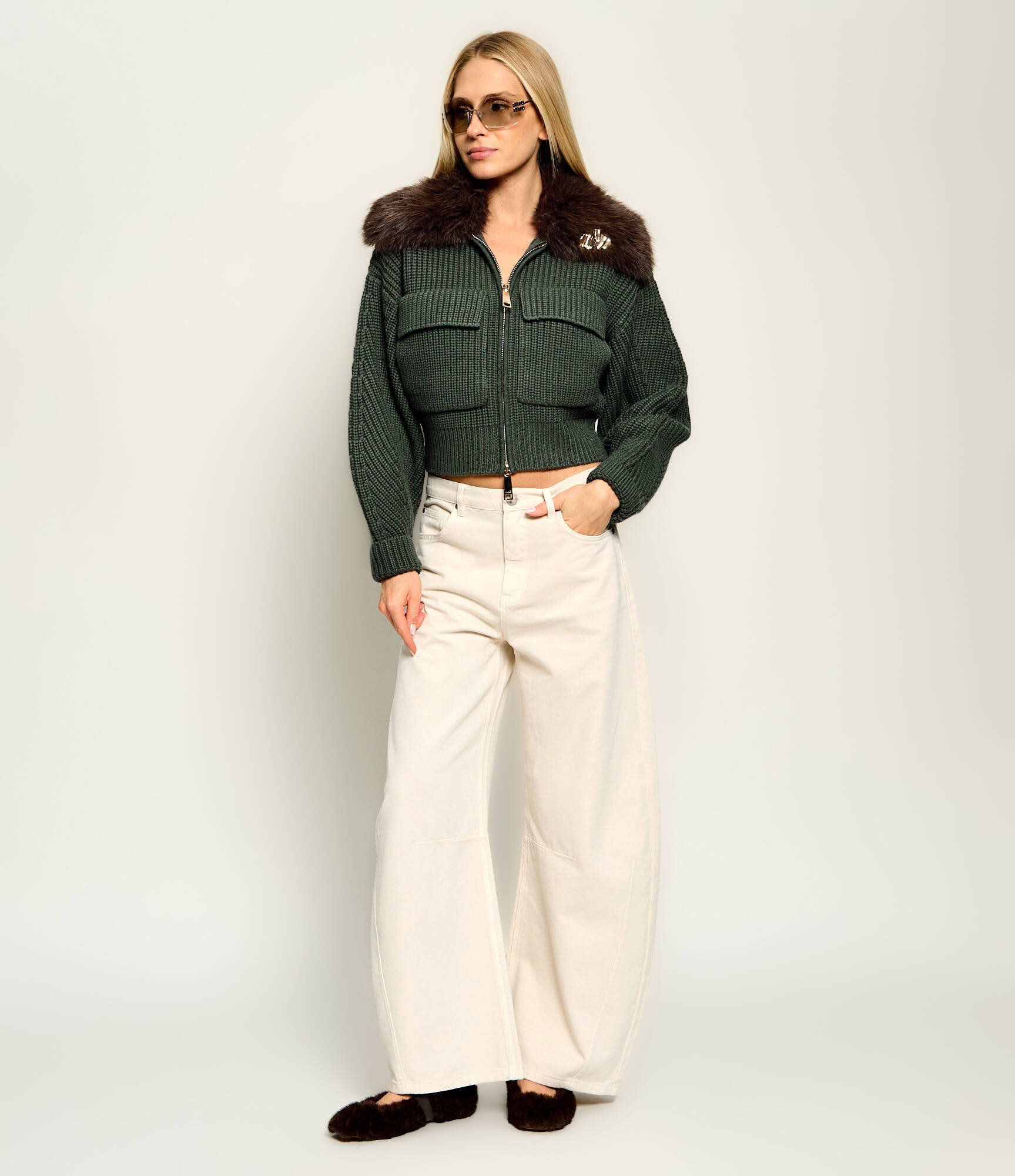 Liu Jo Geacă | Cropped Fit cu adaos de lână