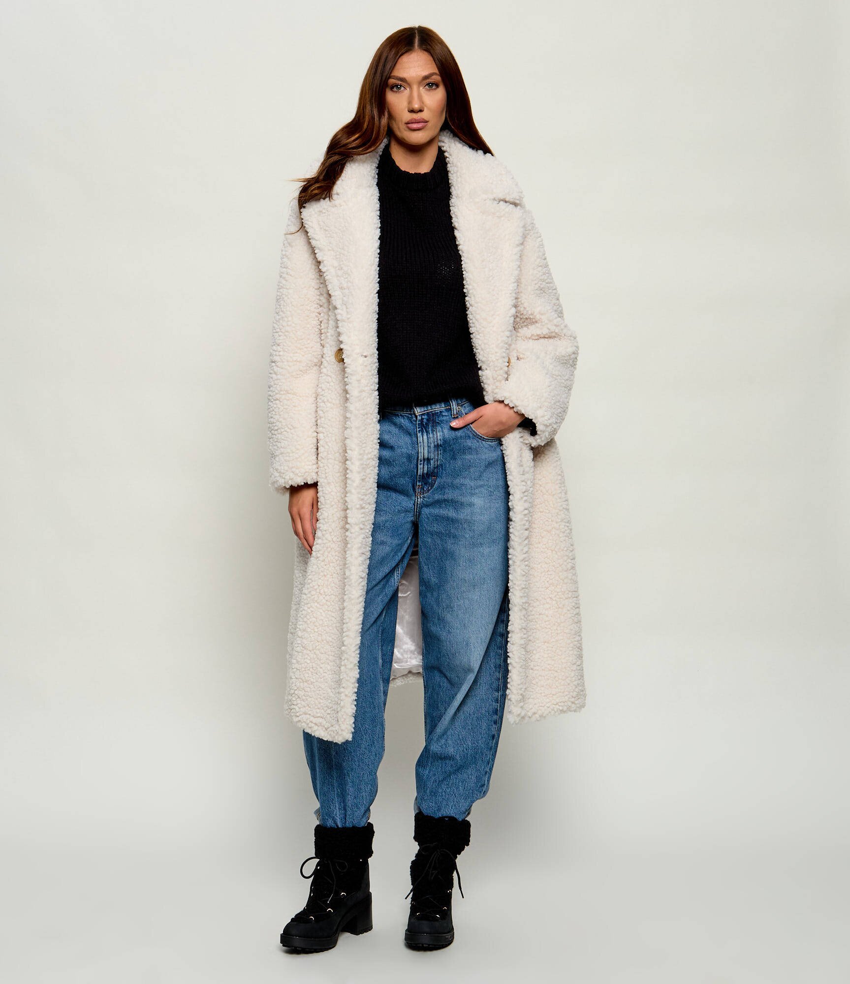 Love Moschino Botine cu toc | shearling cu adaos de piele