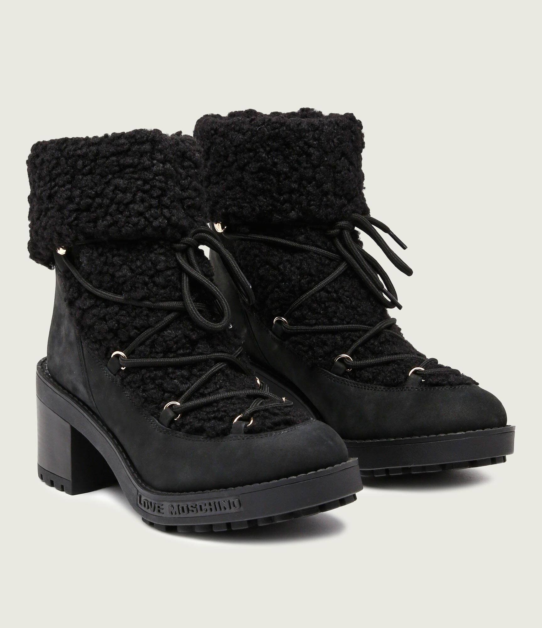 Love Moschino Botine cu toc | shearling cu adaos de piele
