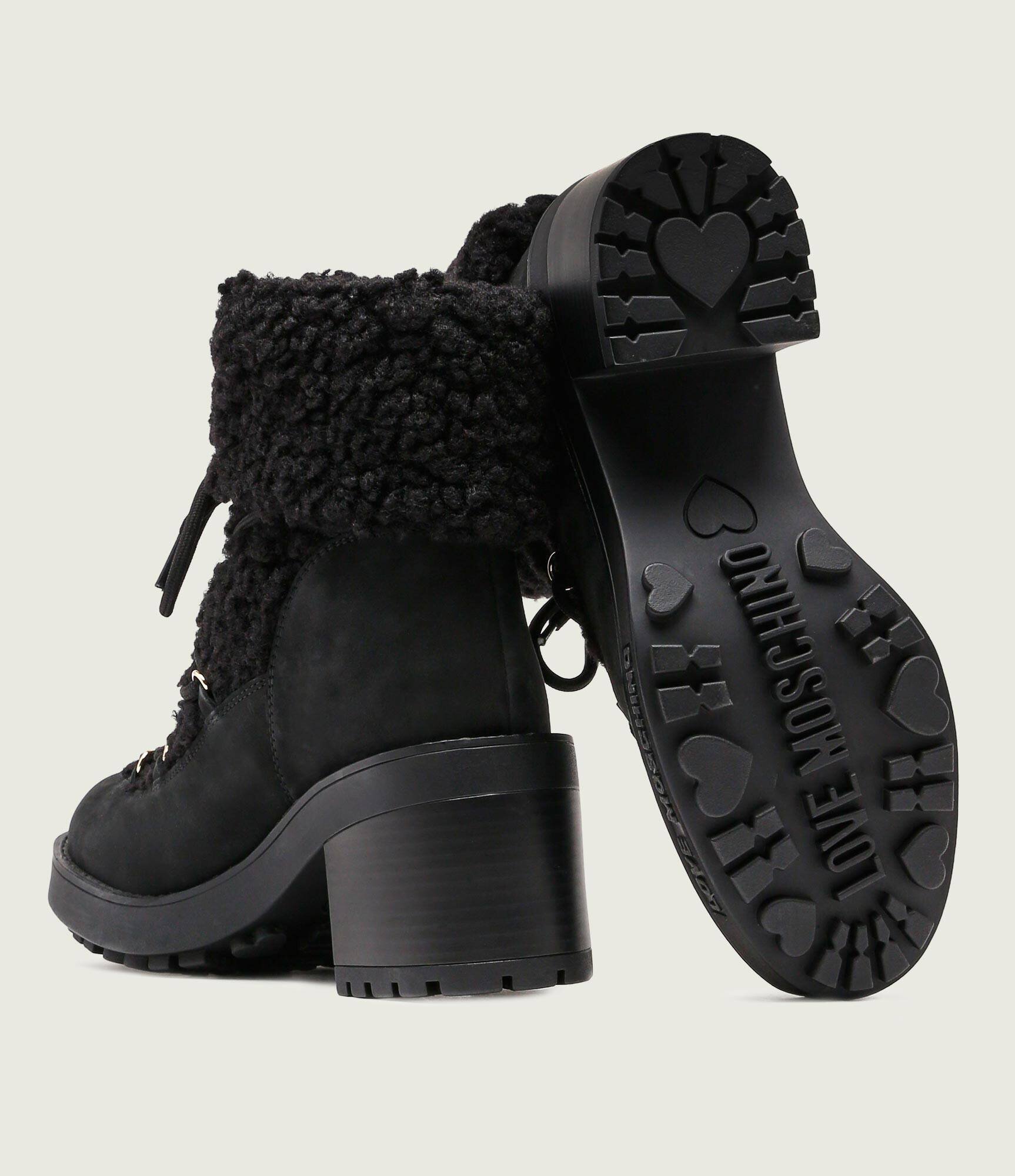 Love Moschino Botine cu toc | shearling cu adaos de piele