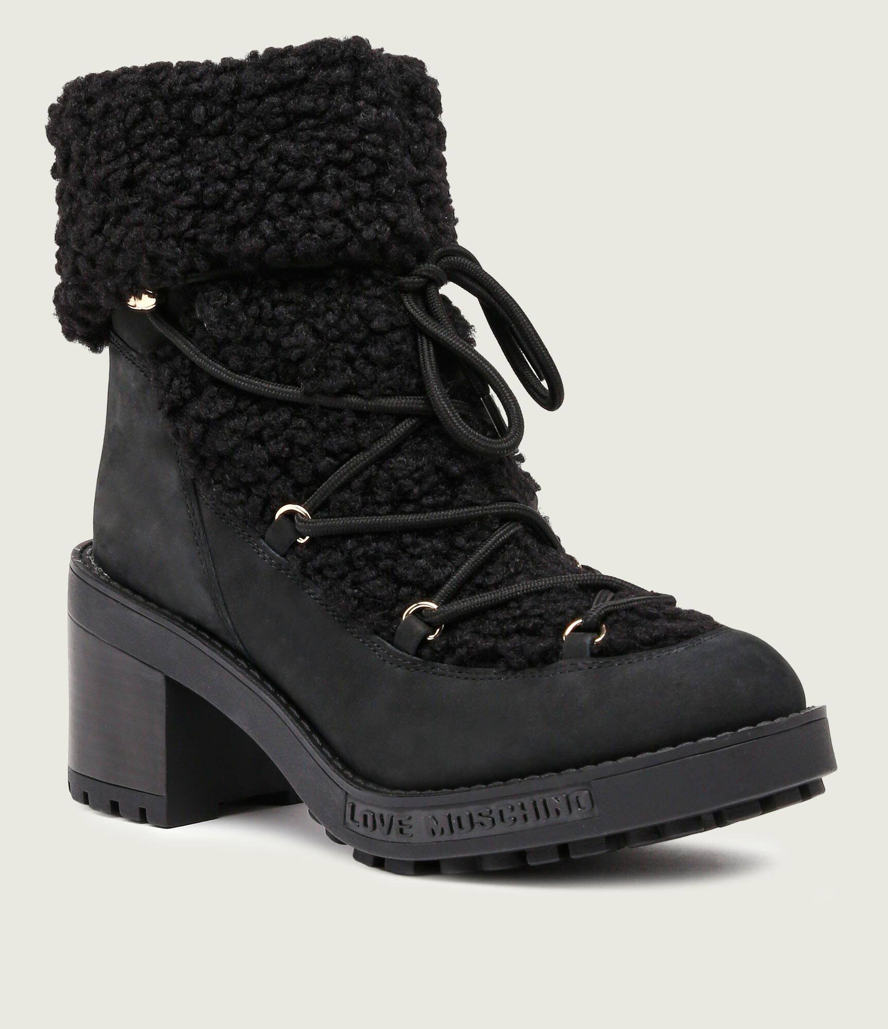 Love Moschino Botine cu toc | shearling cu adaos de piele