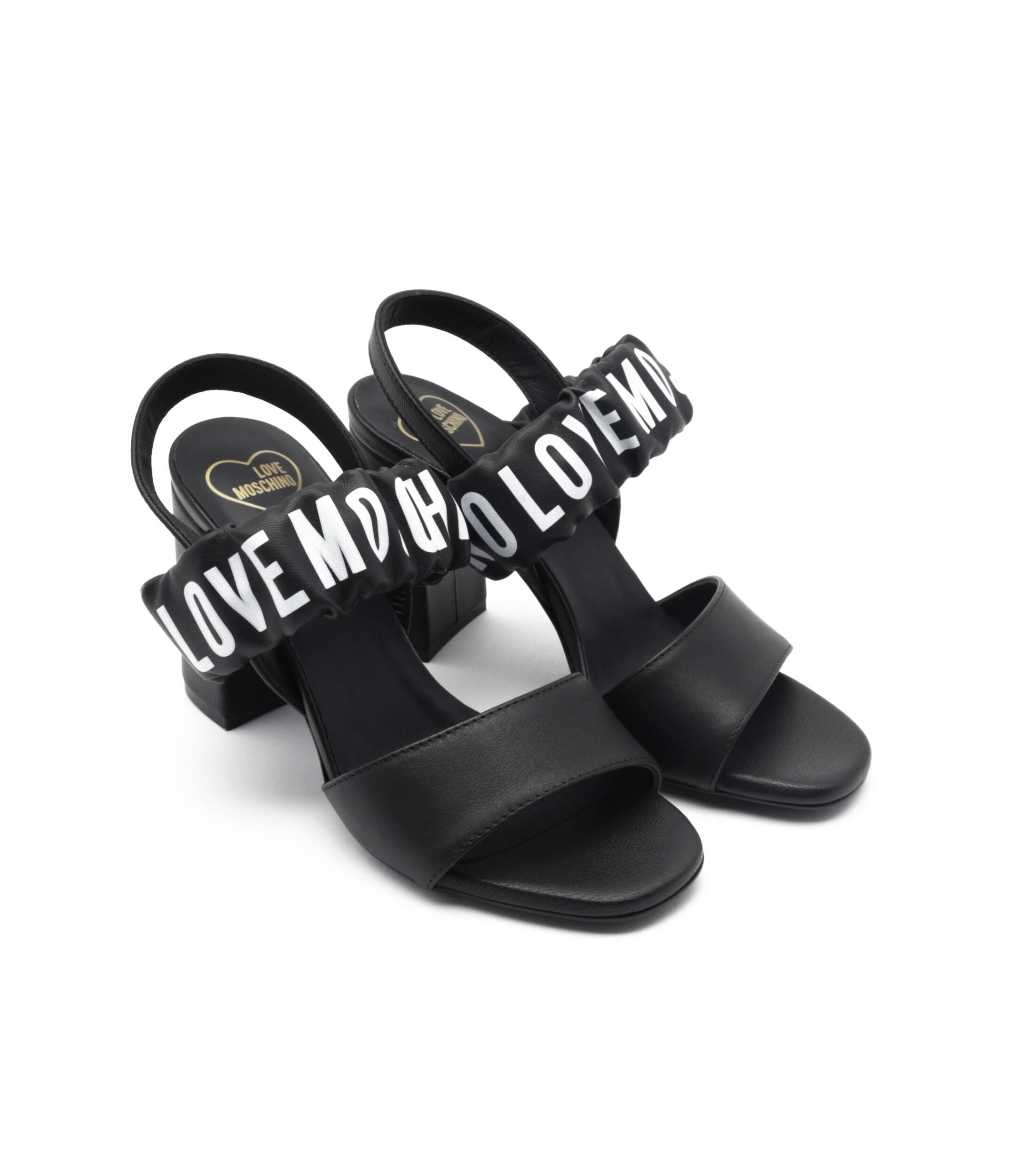 Love Moschino De piele sandale cu toc gros