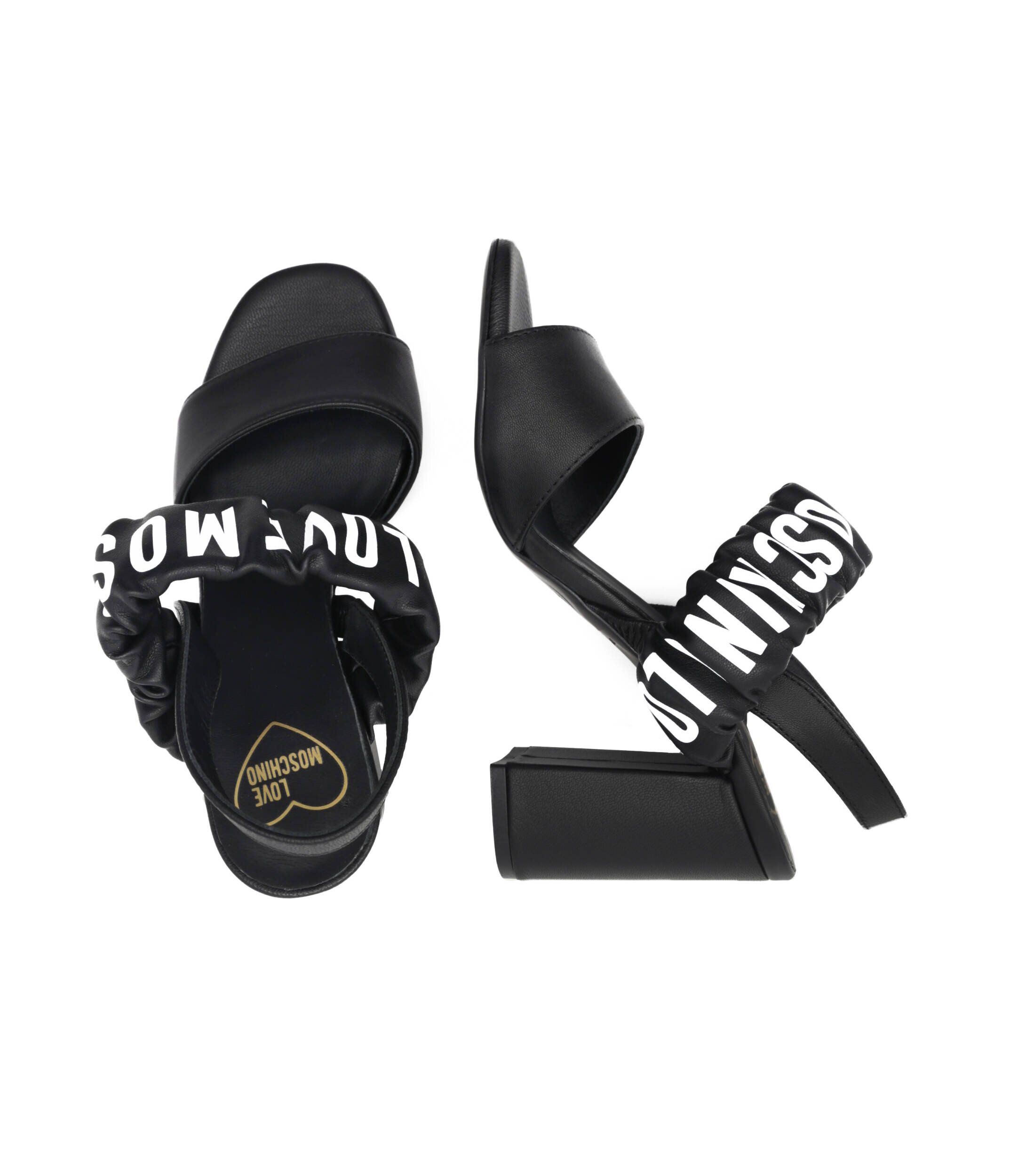 Love Moschino De piele sandale cu toc gros