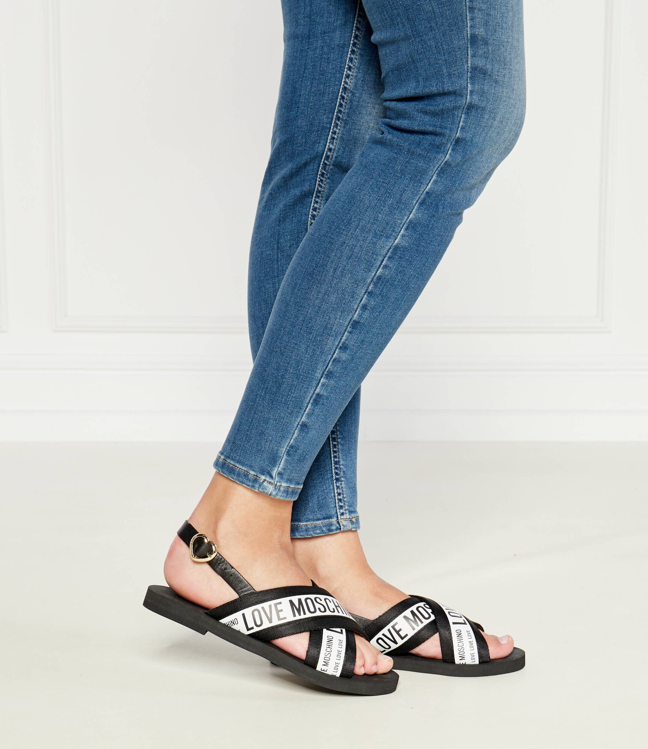 Love Moschino Sandale cu adaos de piele